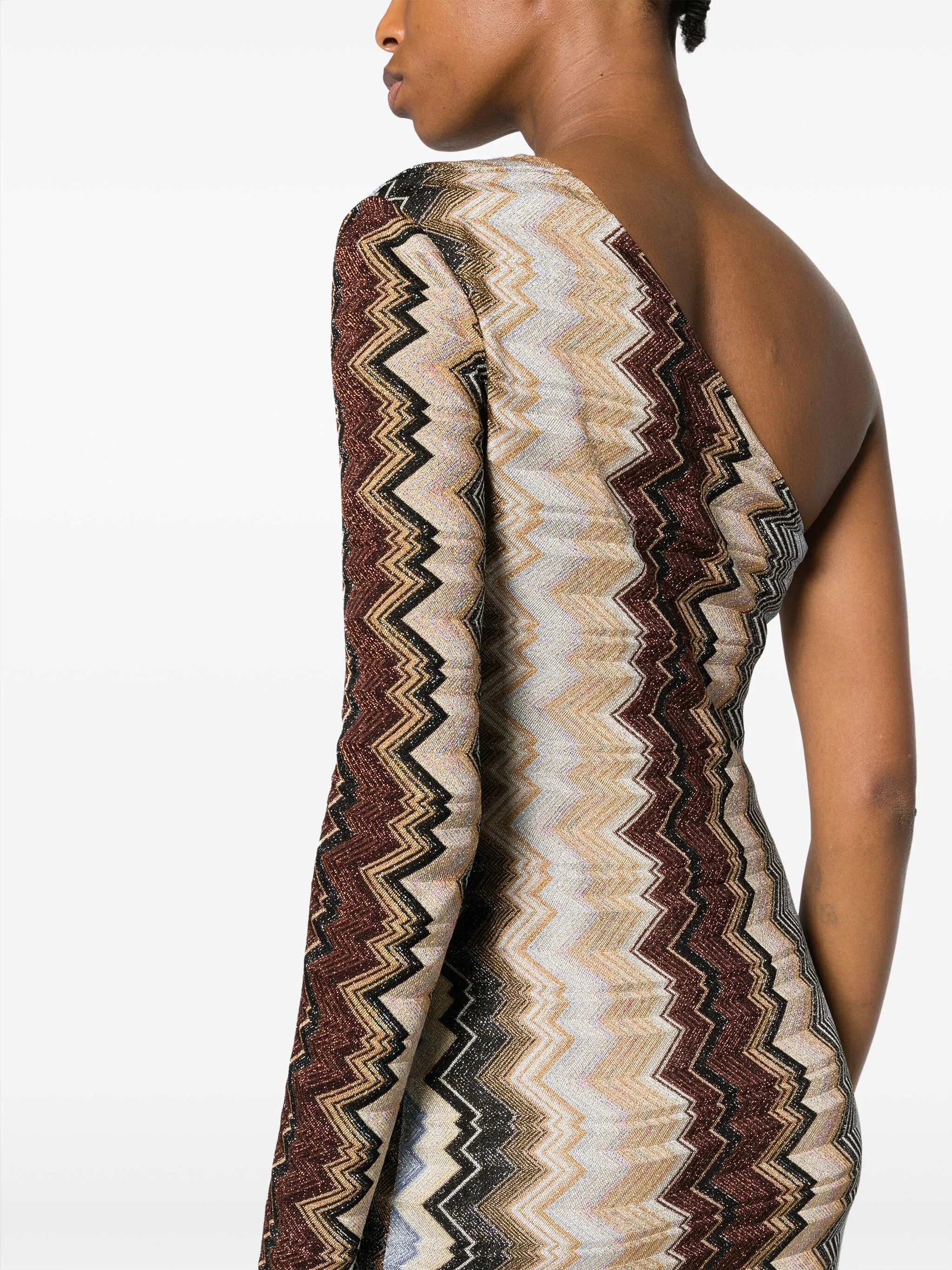 zigzag one-shoulder maxi dress