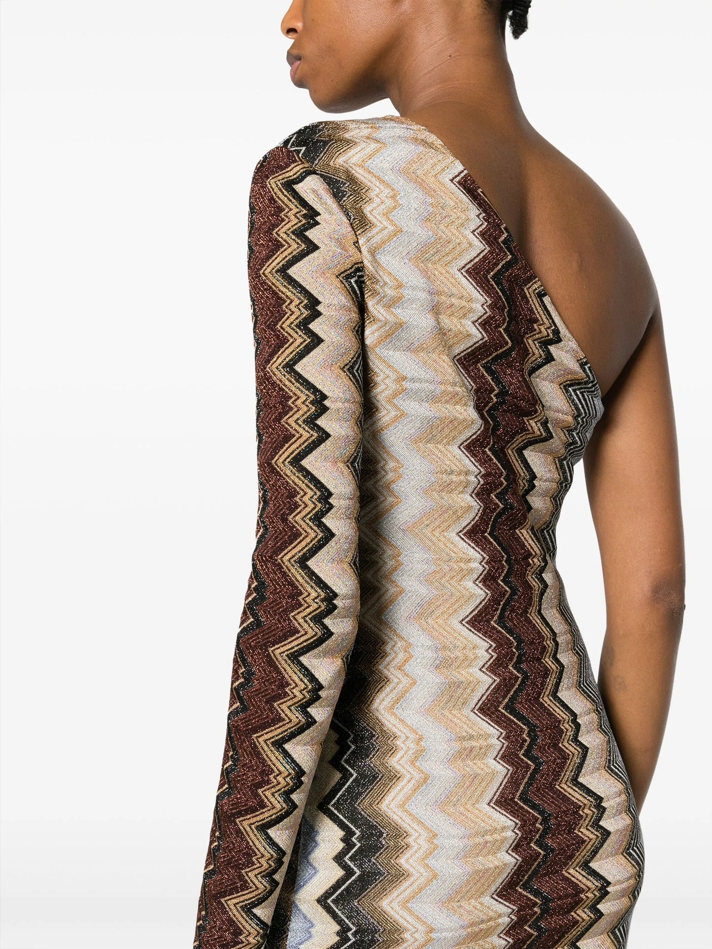 zigzag one-shoulder maxi dress
