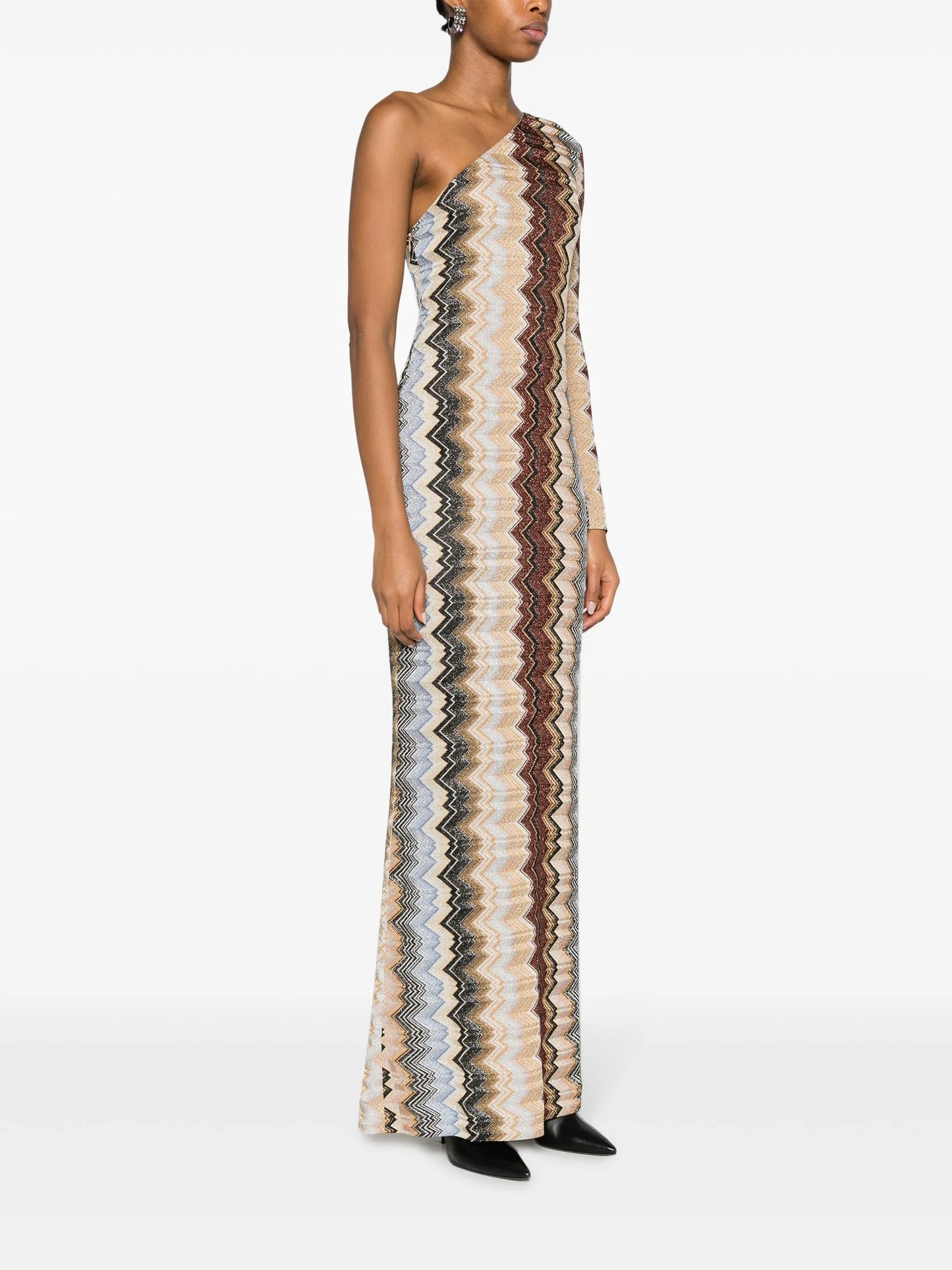 zigzag one-shoulder maxi dress