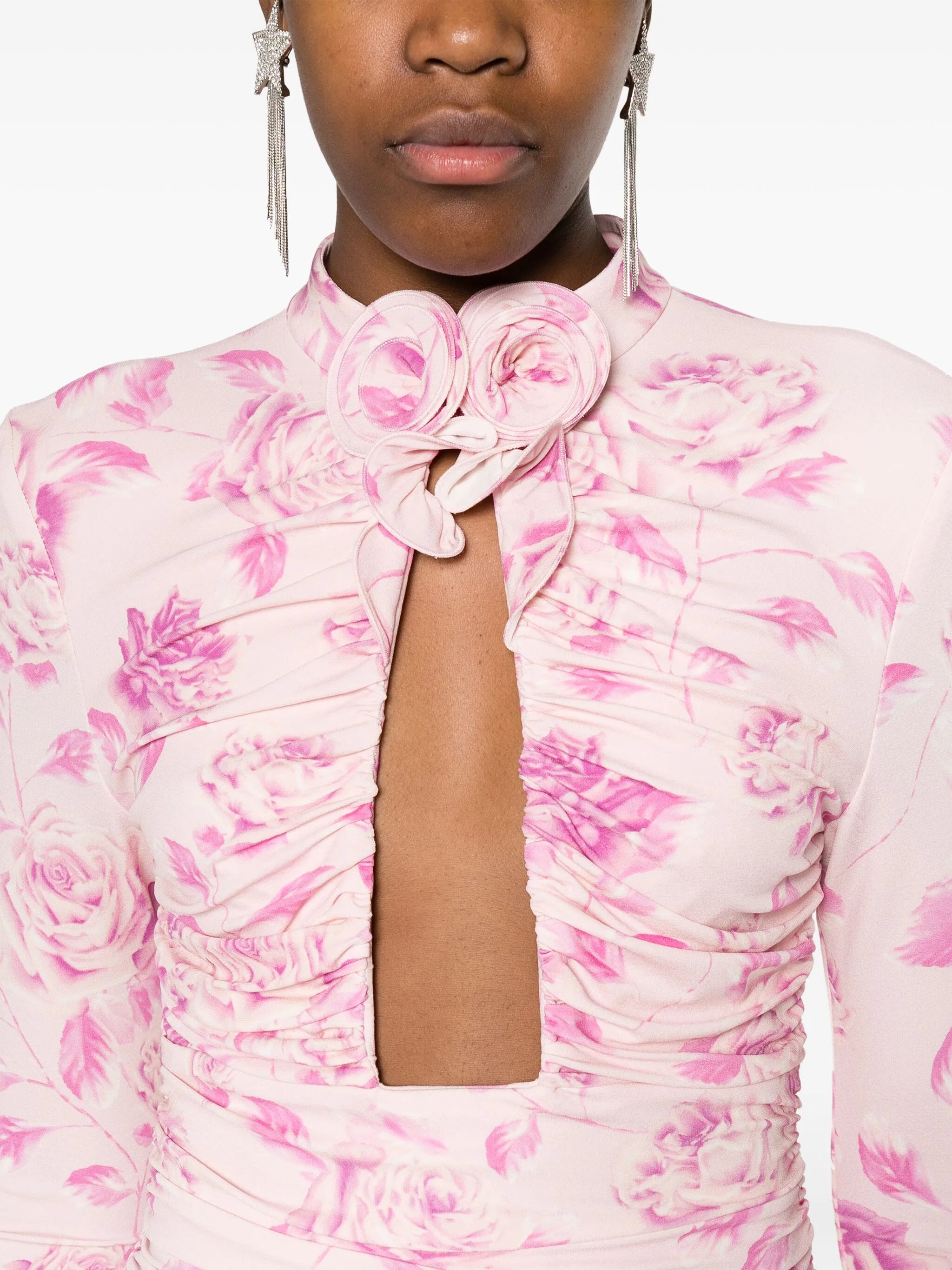 rose-print cut-out minidress