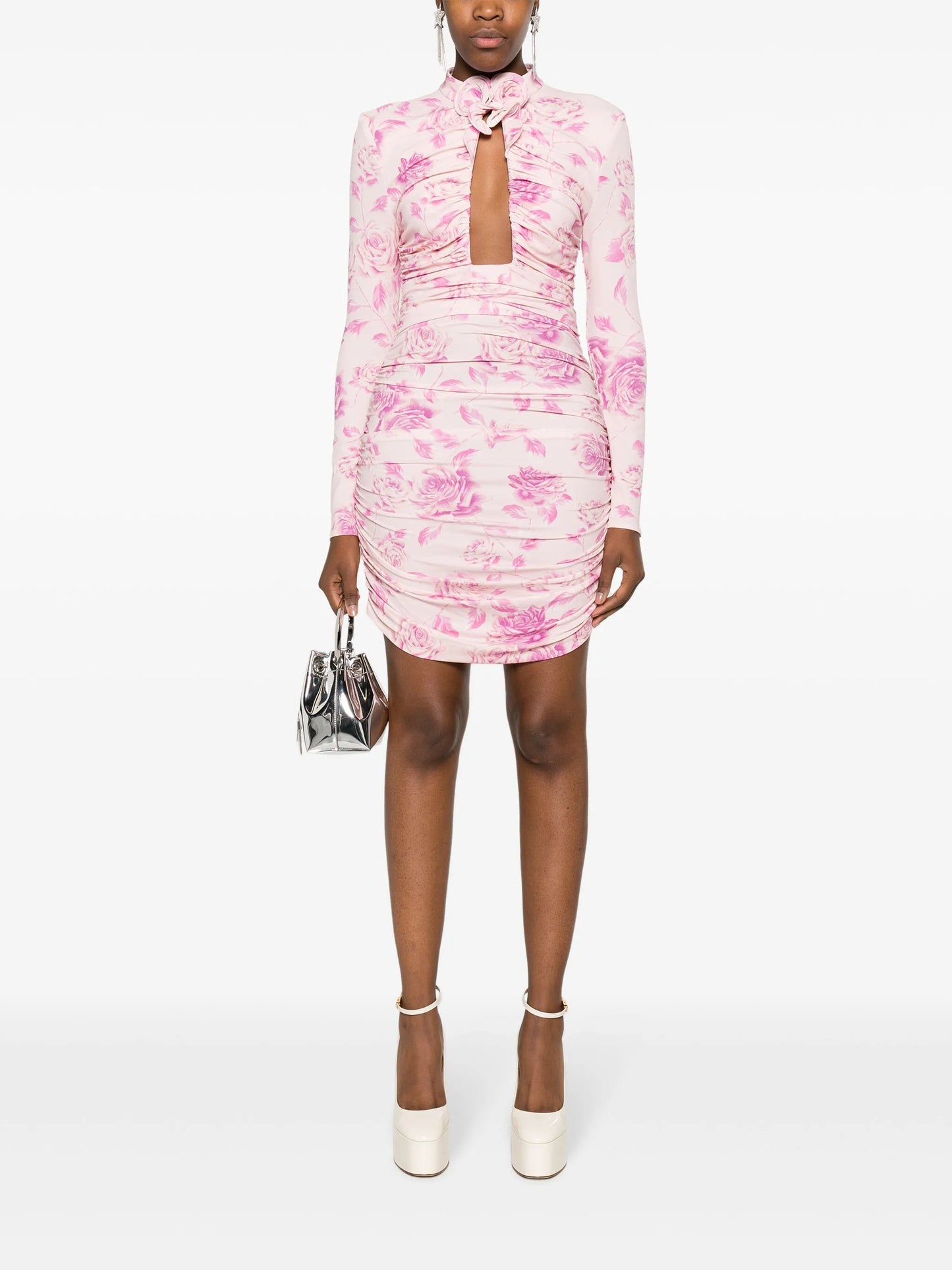 rose-print cut-out minidress