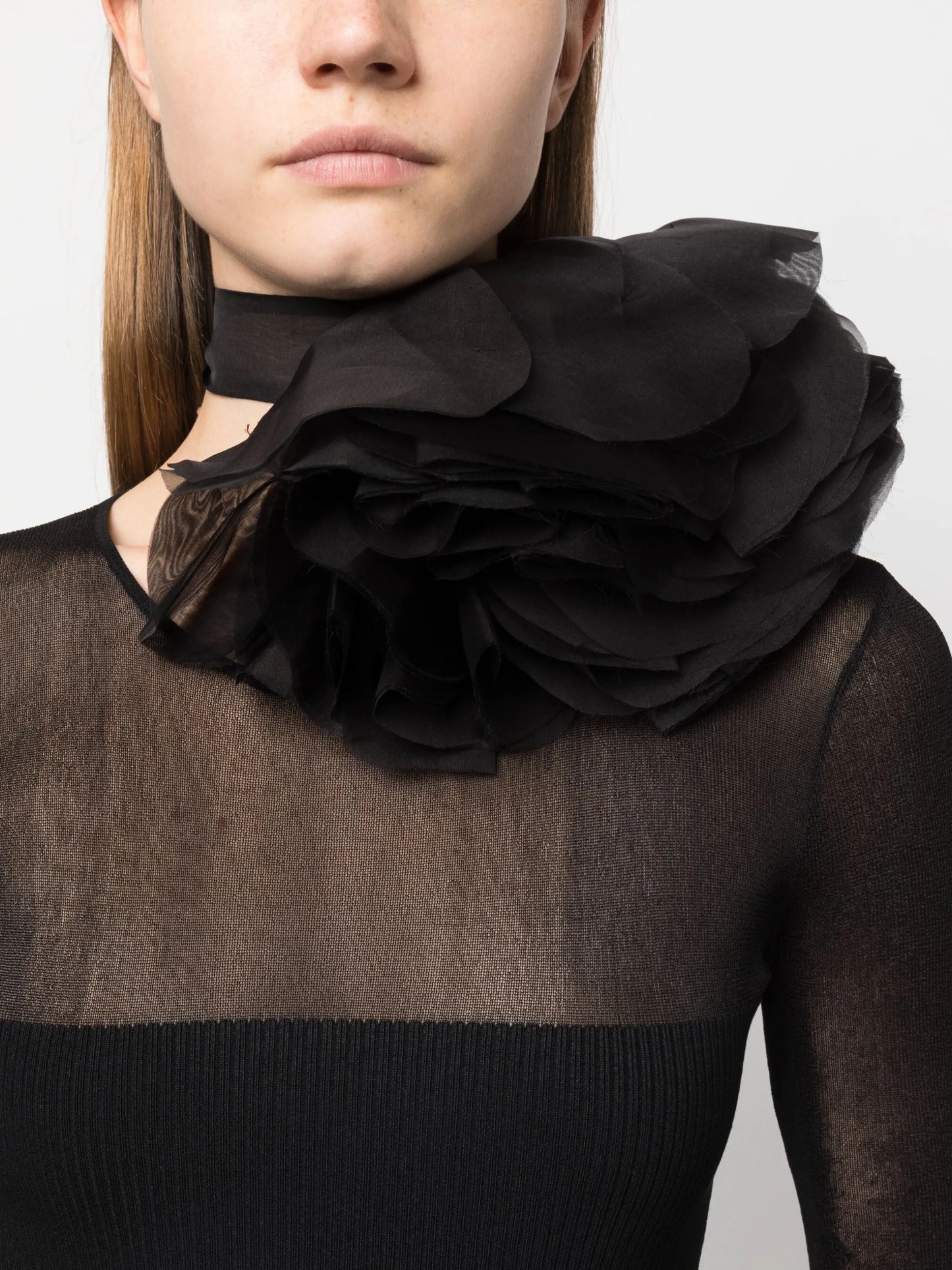 floral-embellished silk necklace