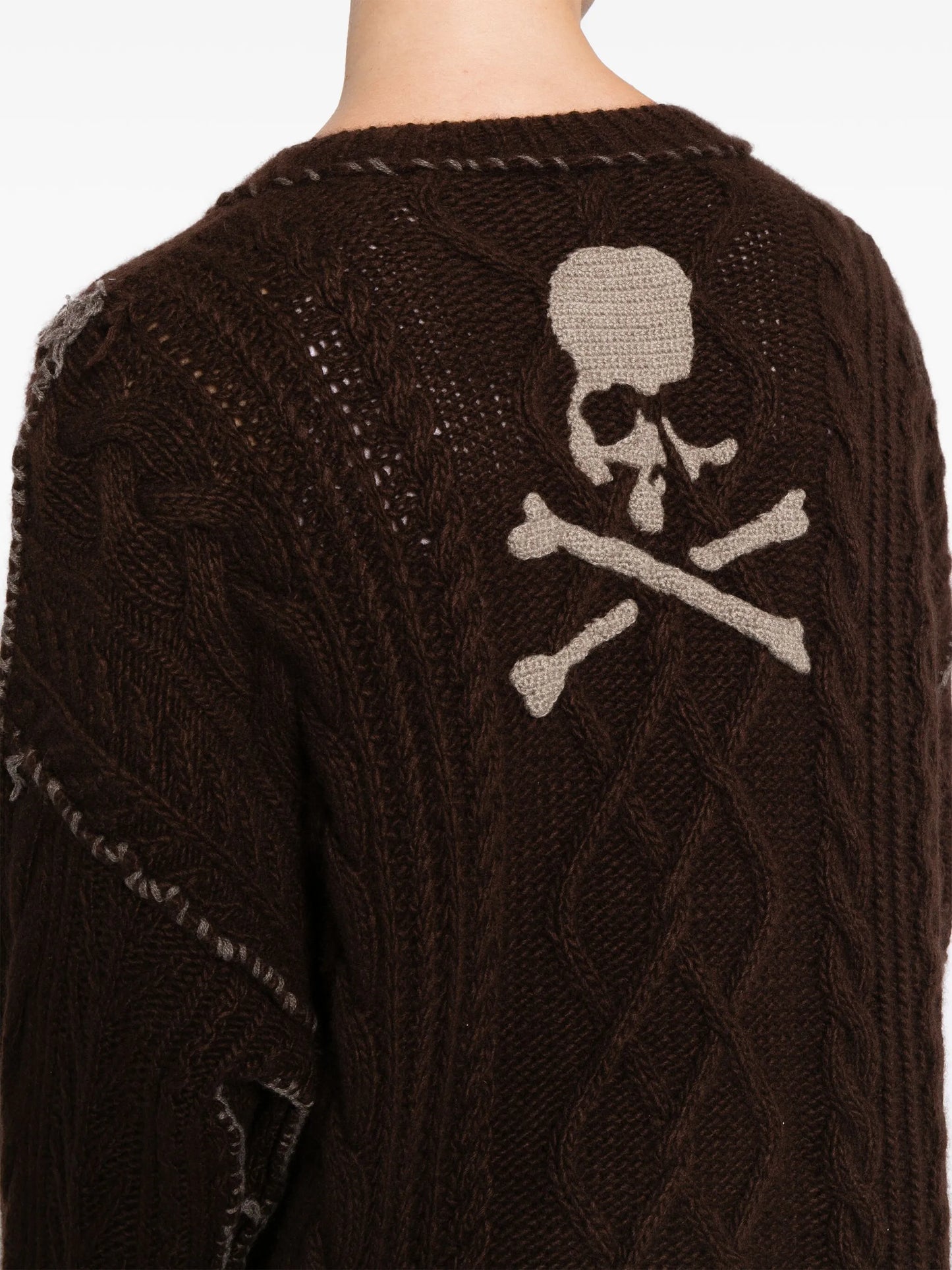 cable-knit skull cashmere cardigan