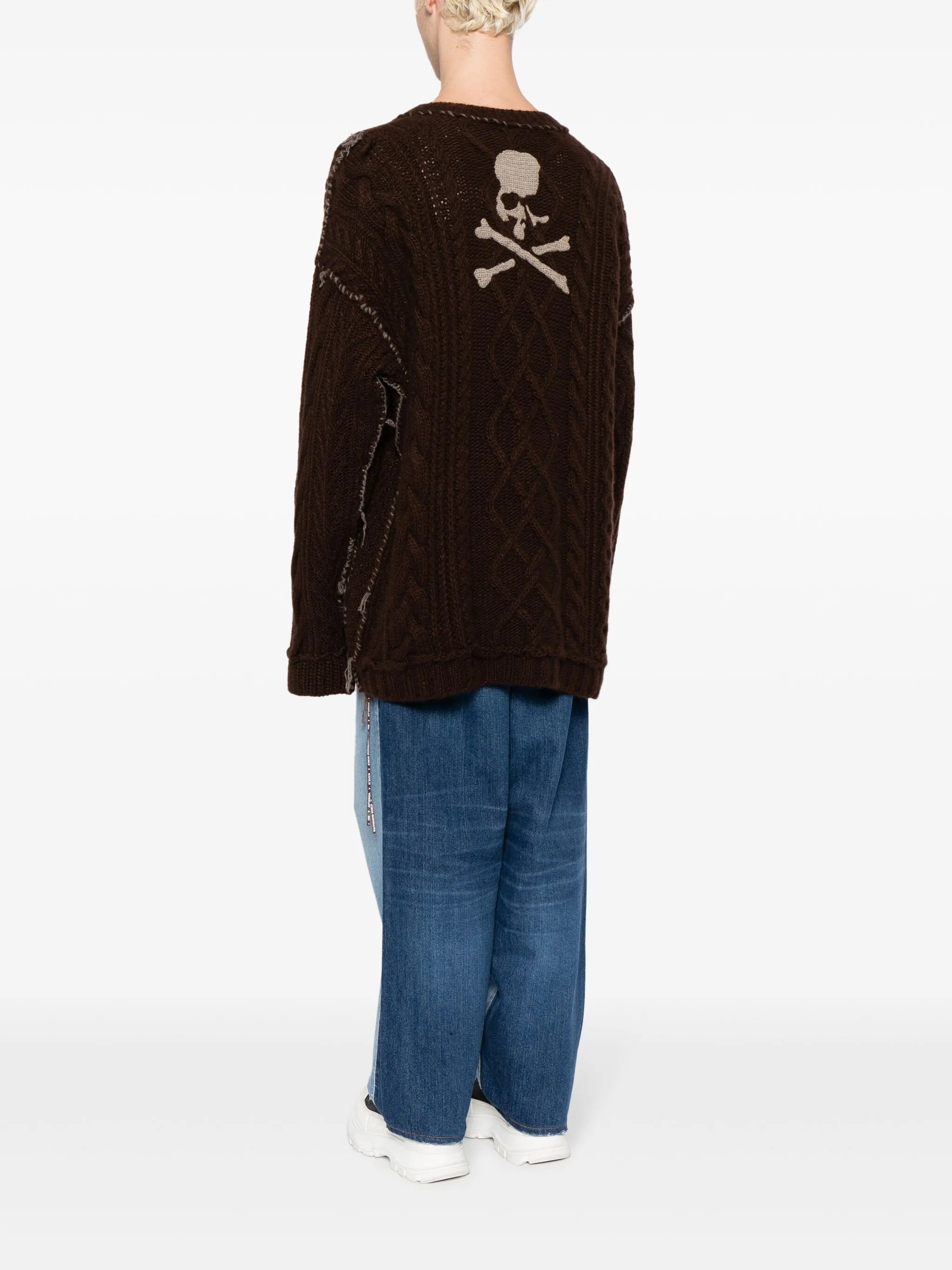 cable-knit skull cashmere cardigan
