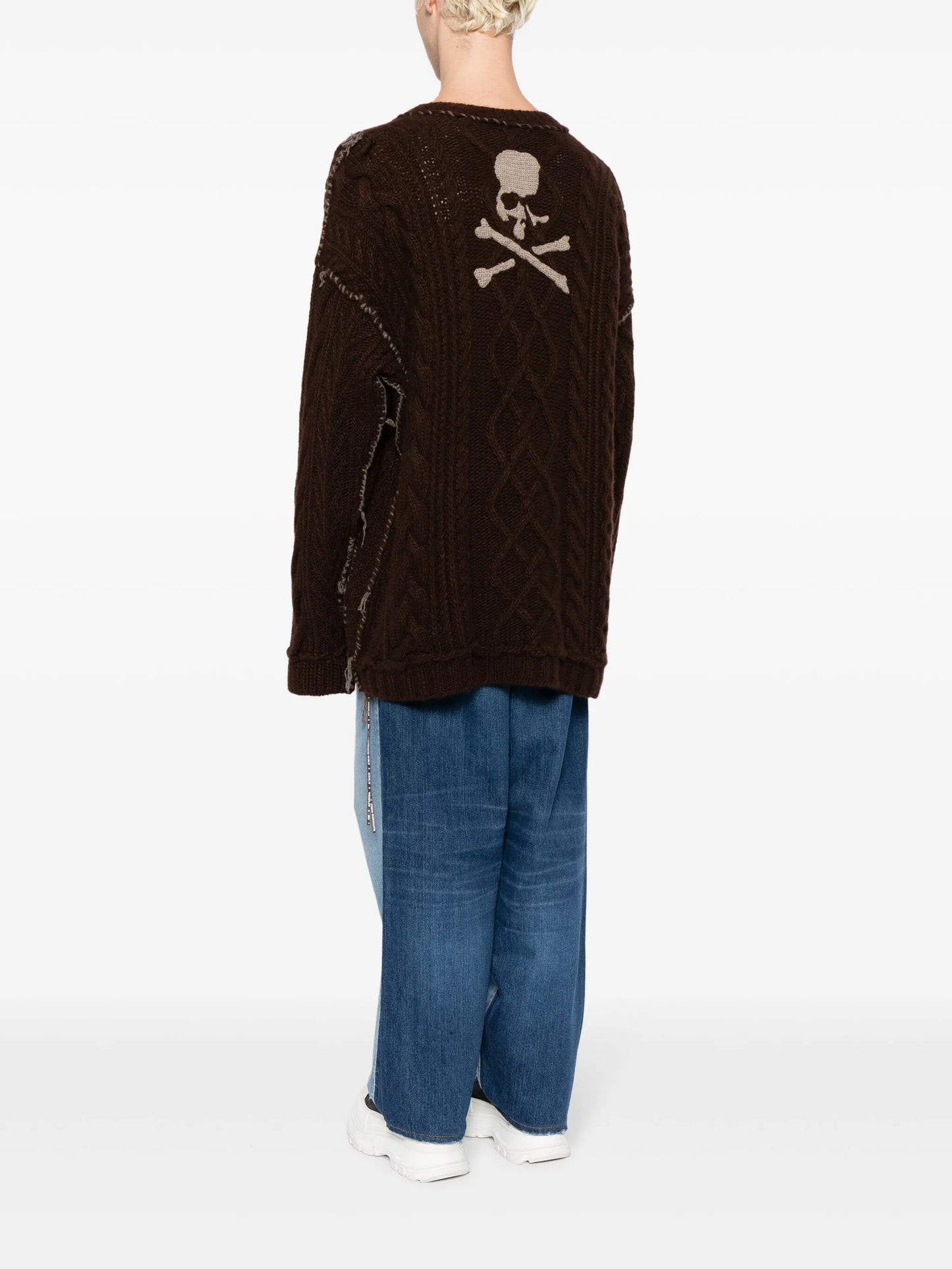 cable-knit skull cashmere cardigan