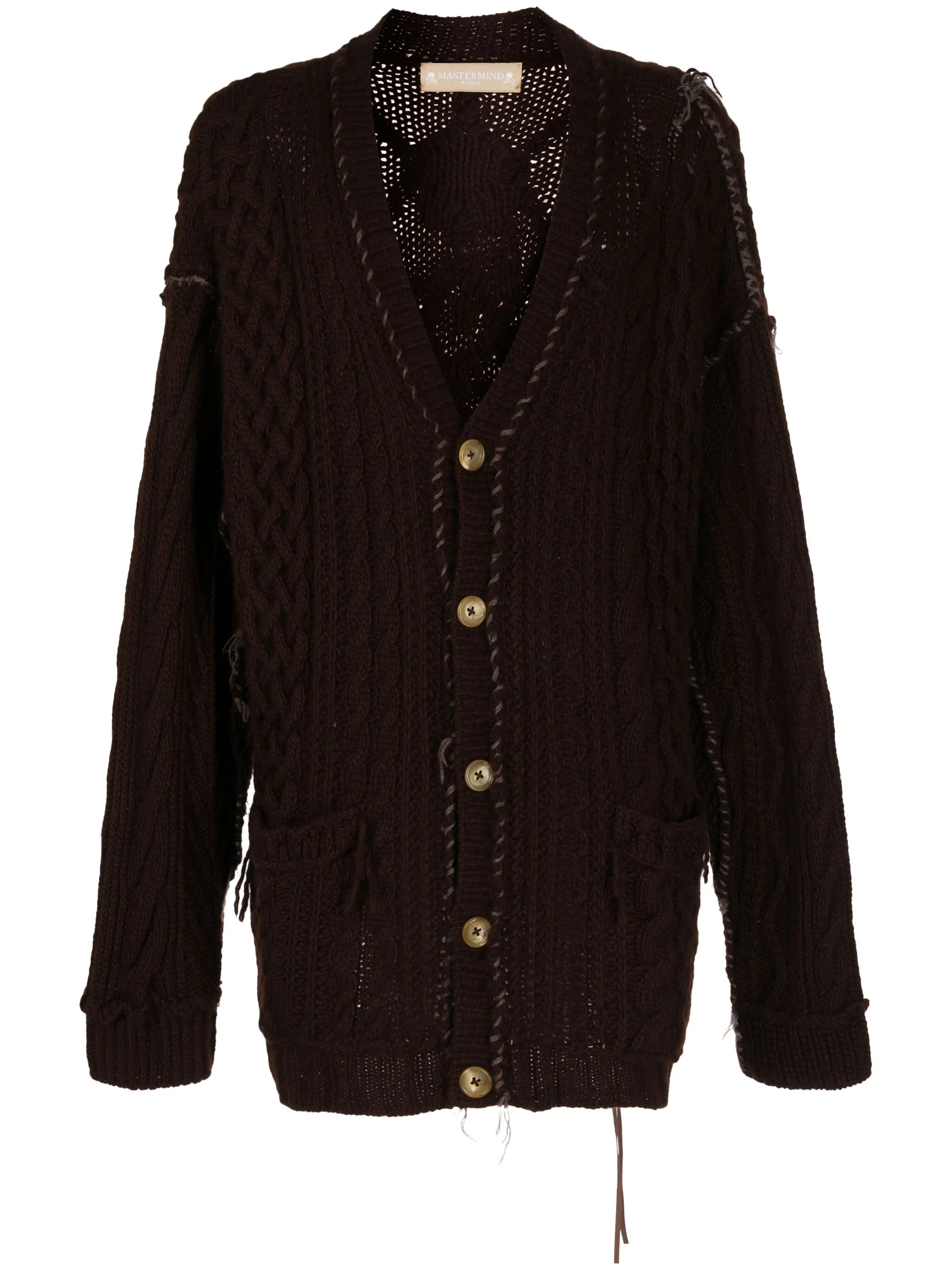 cable-knit skull cashmere cardigan