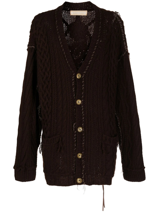 cable-knit skull cashmere cardigan