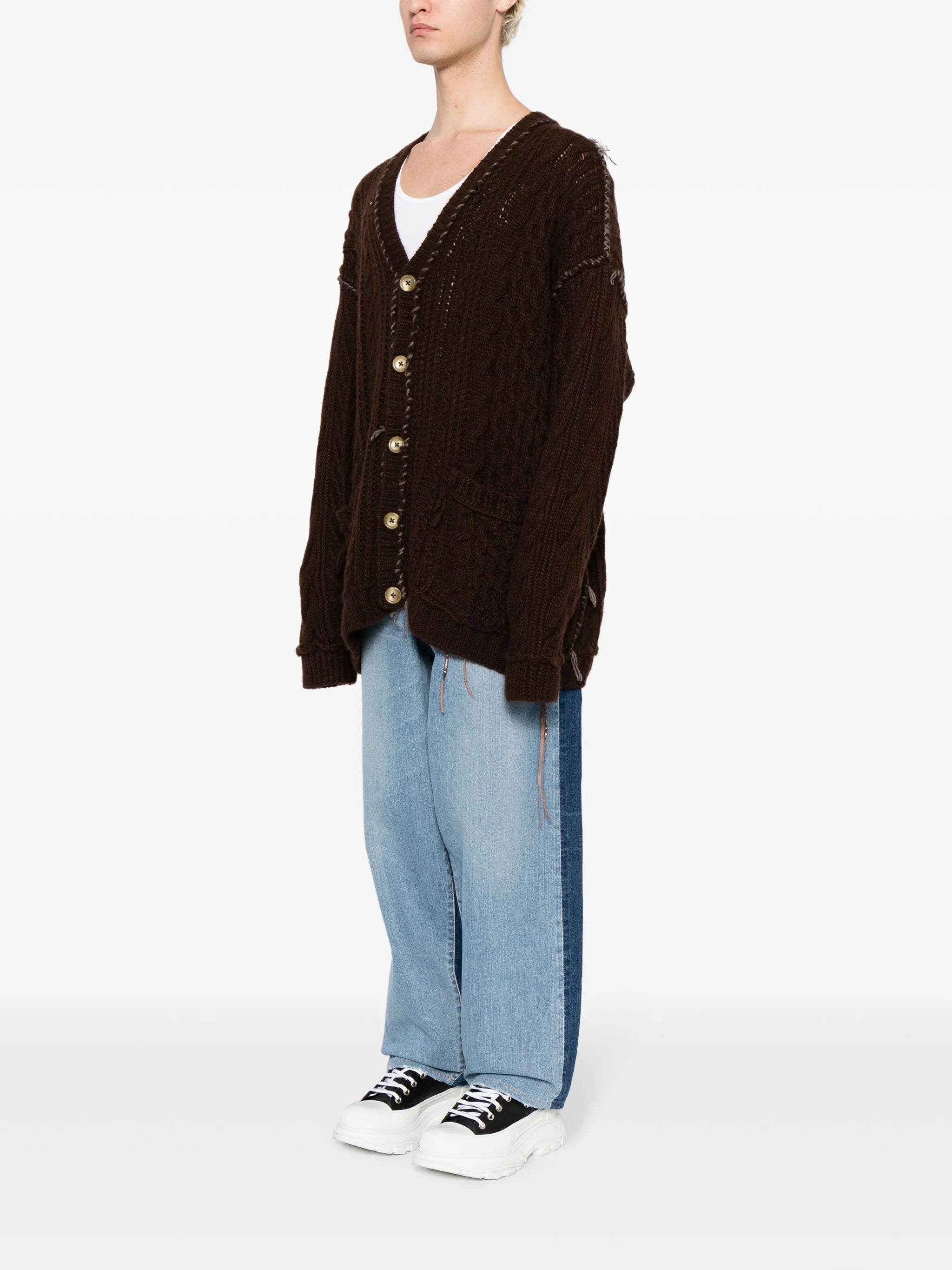 cable-knit skull cashmere cardigan
