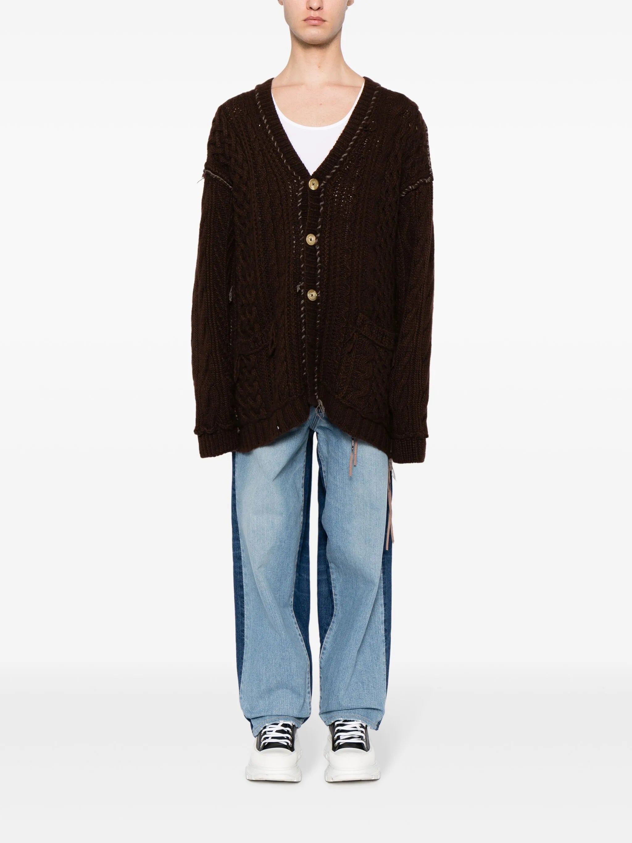 cable-knit skull cashmere cardigan