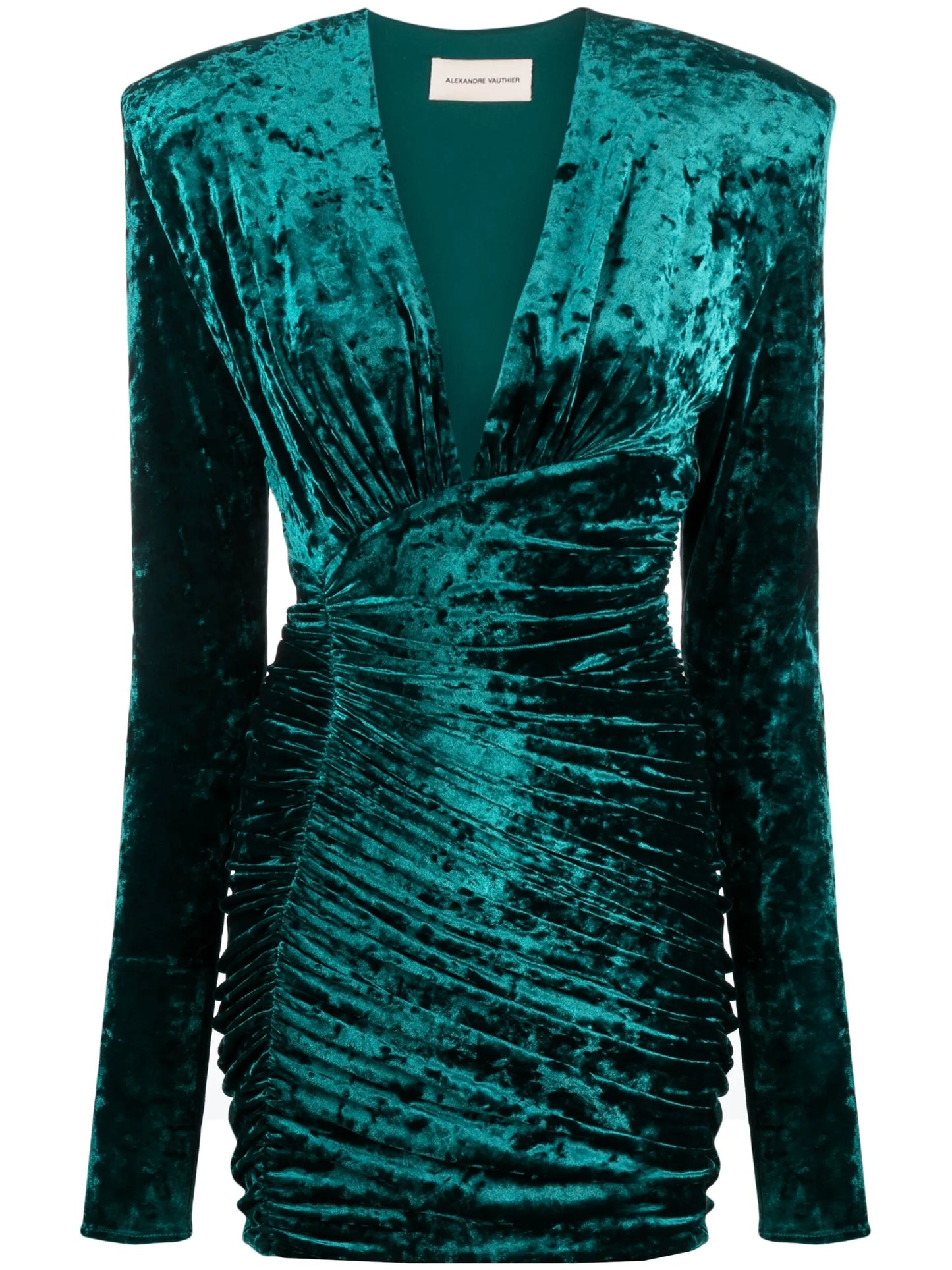 ruched crushed-velvet minidress