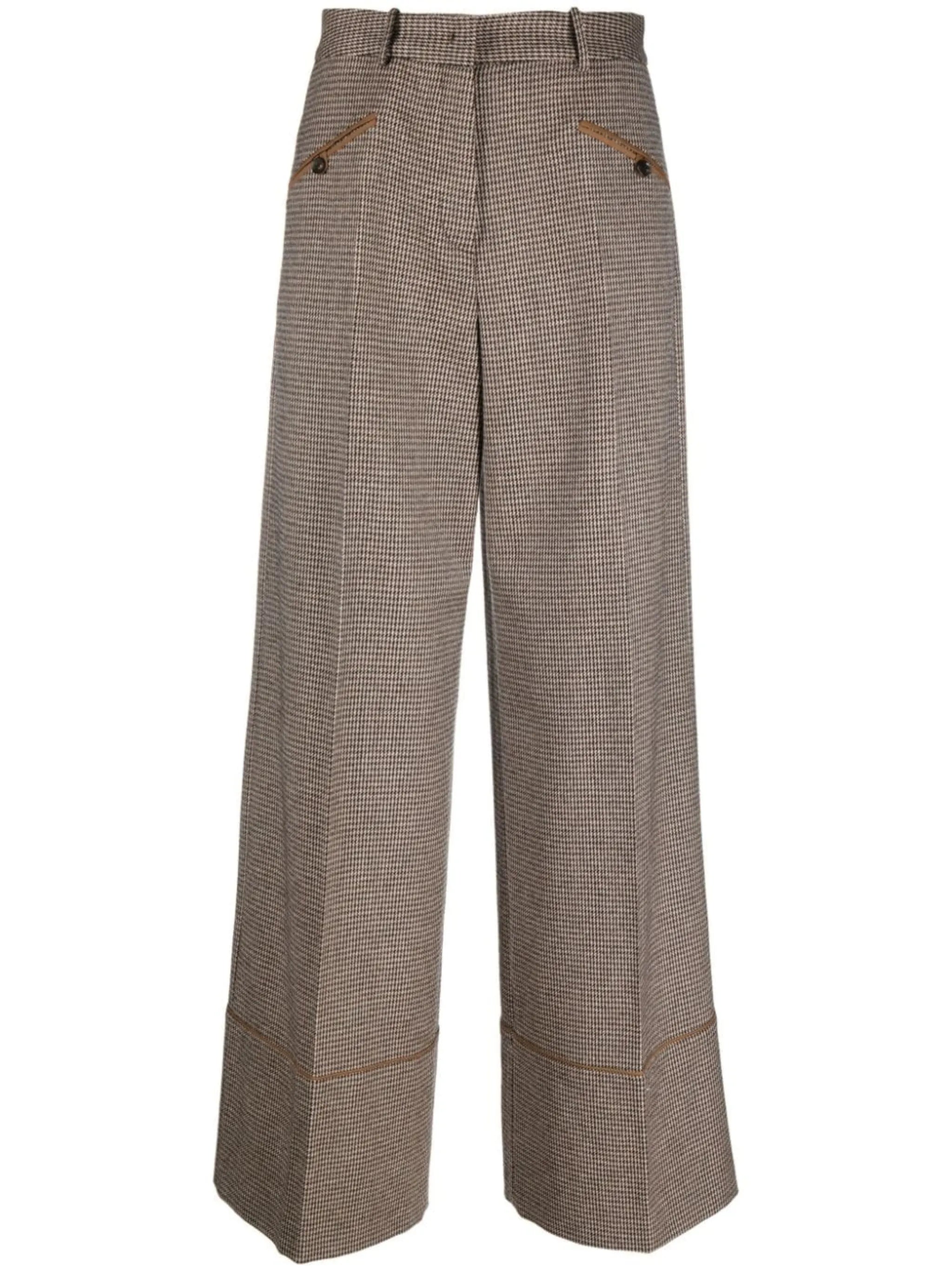 dogtooth-pattern wide-leg tailored trousers