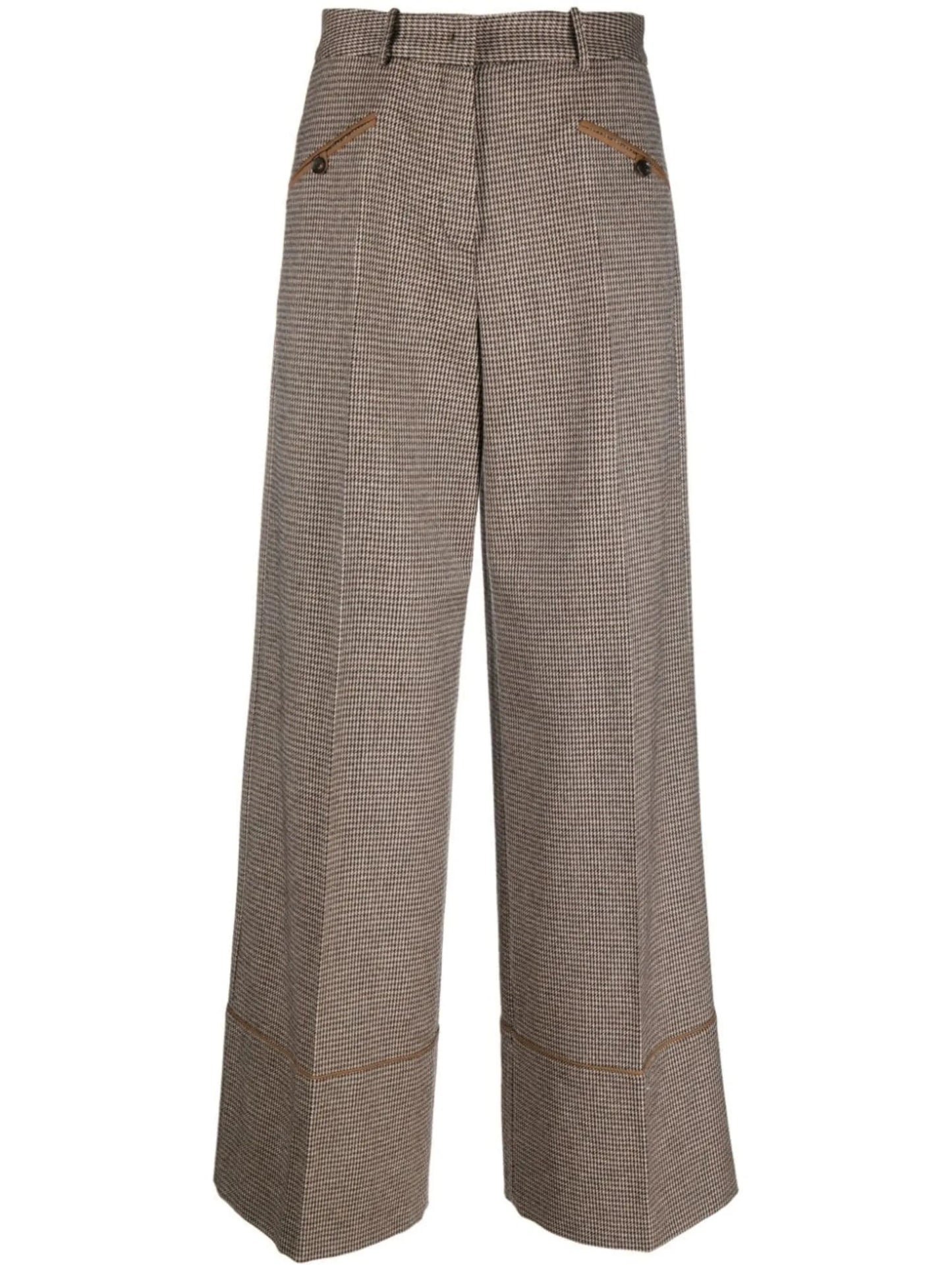 dogtooth-pattern wide-leg tailored trousers