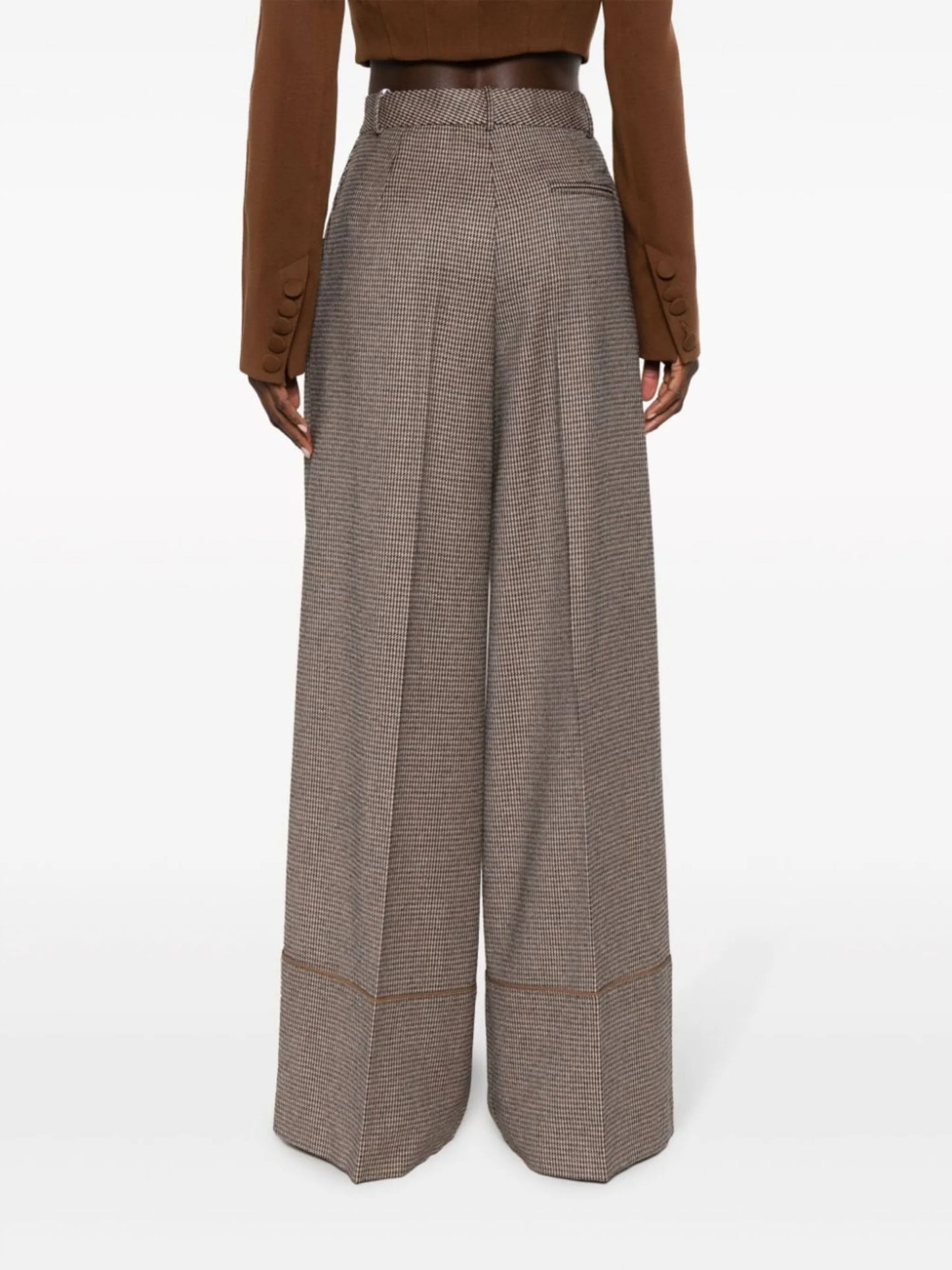 dogtooth-pattern wide-leg tailored trousers