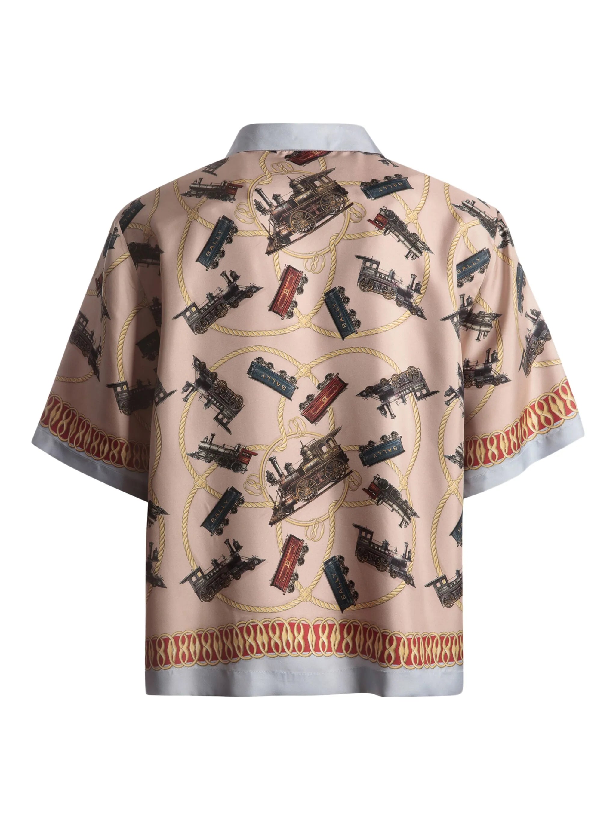 Trains-print silk shirt