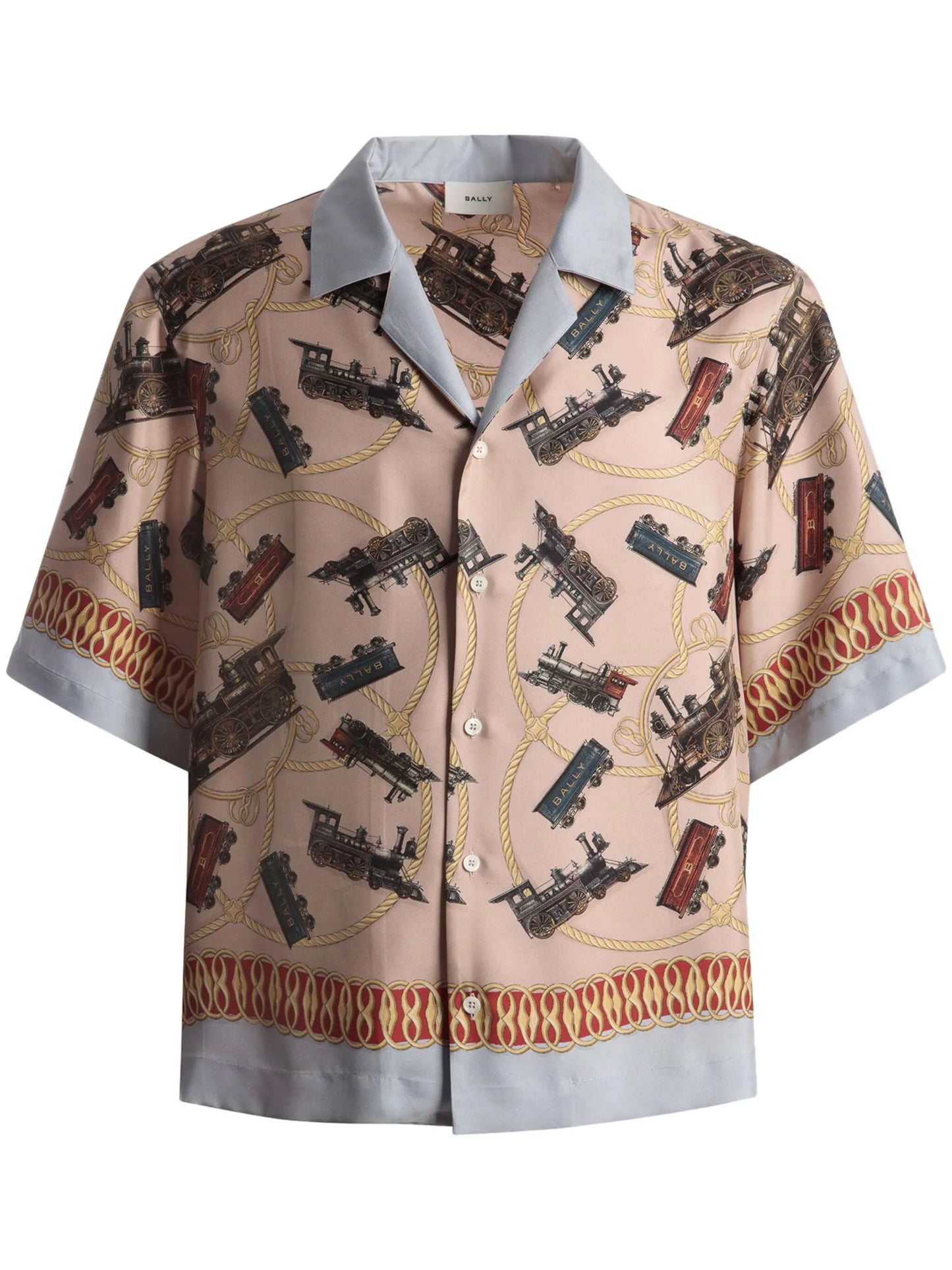 Trains-print silk shirt