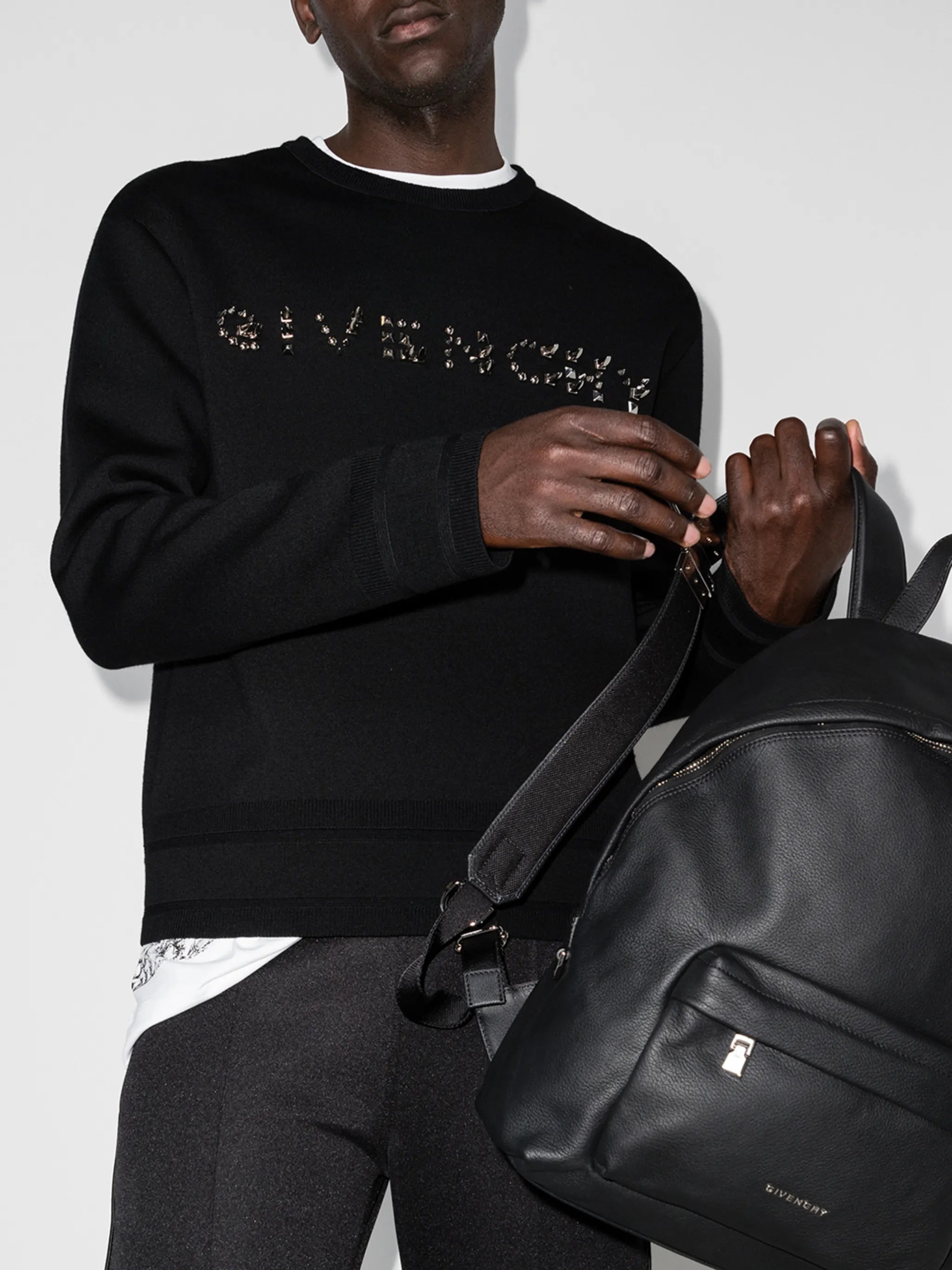 studded-logo wool jumper