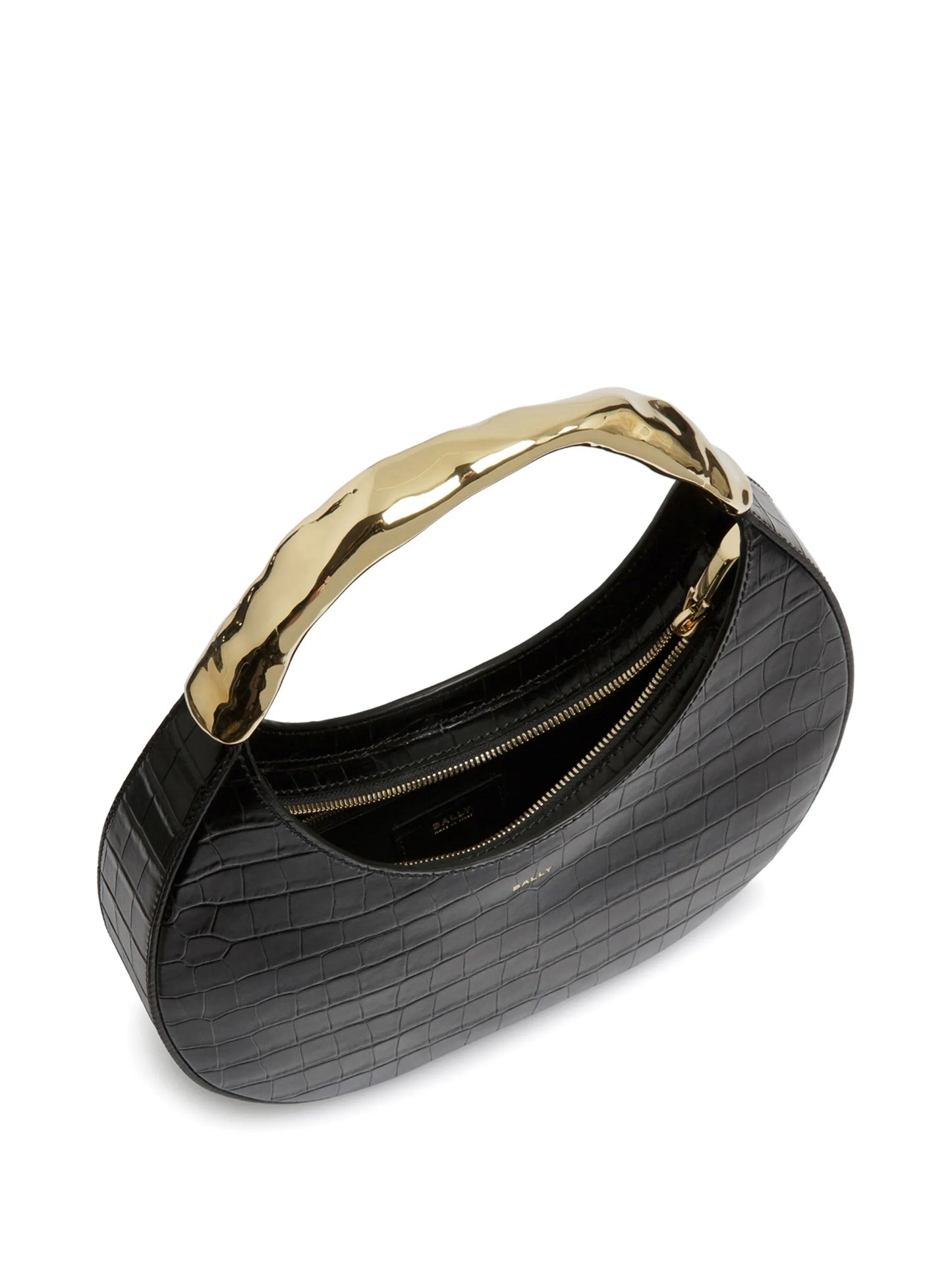 crocodile-embossed leather bag