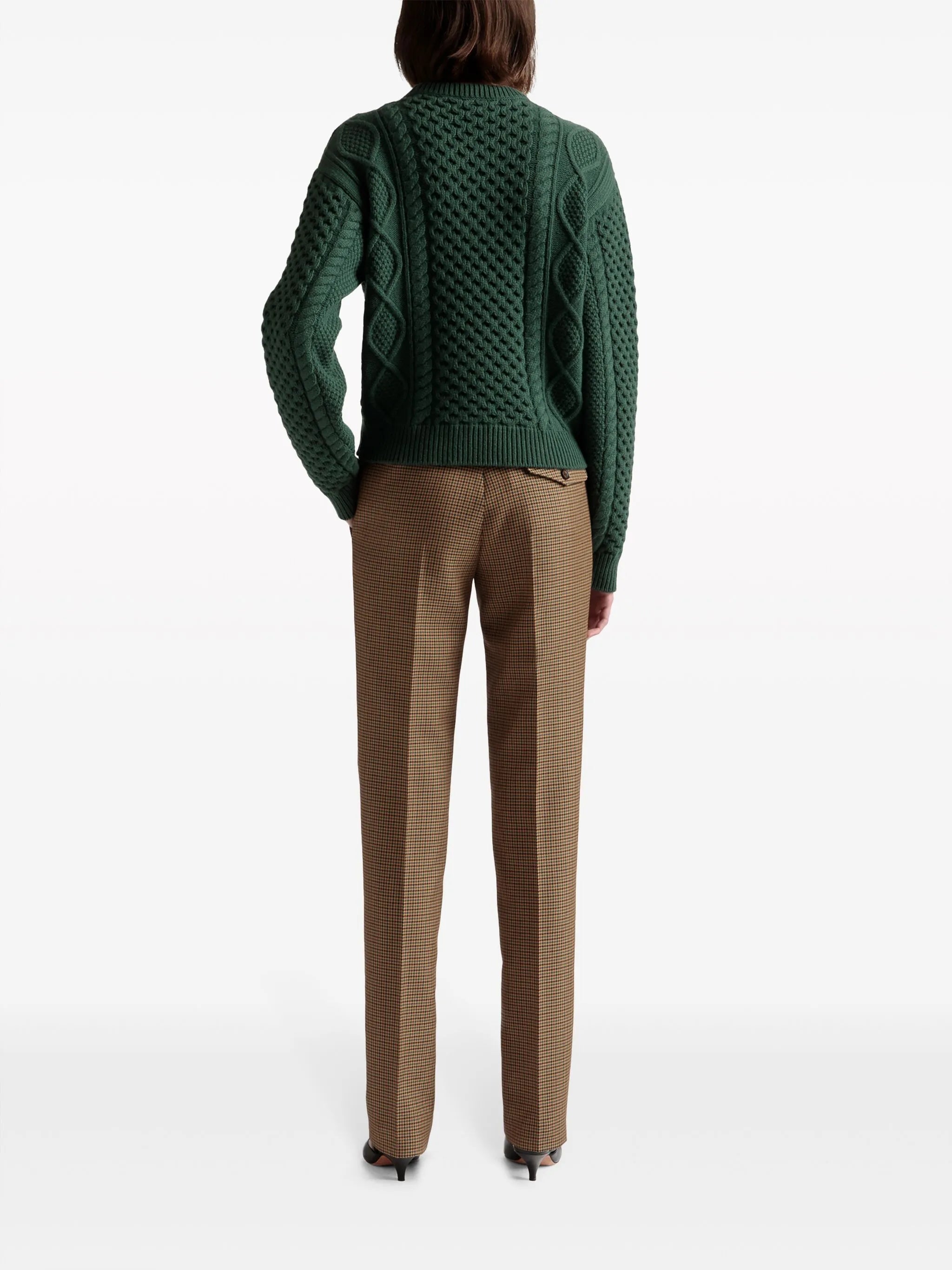 logo-embroidered cable-knit jumper