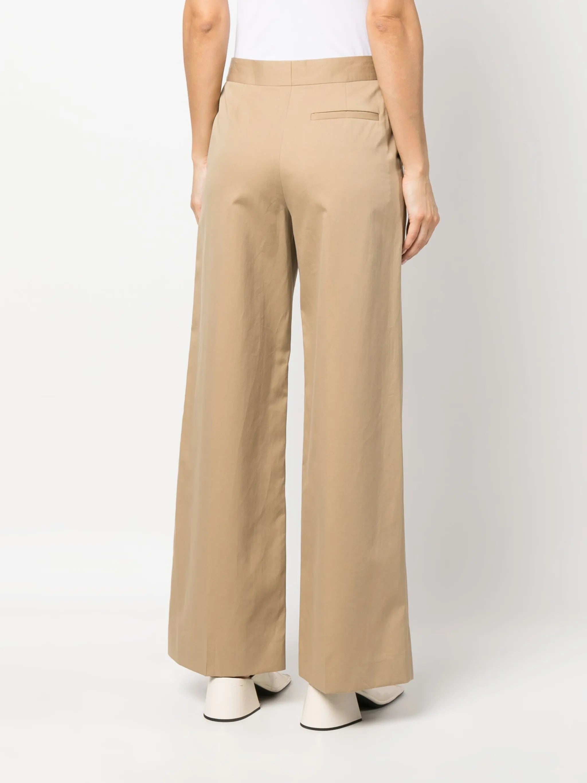 debossed-logo cotton-silk blend trousers