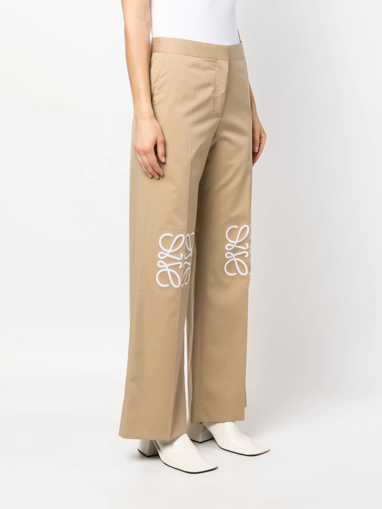 debossed-logo cotton-silk blend trousers