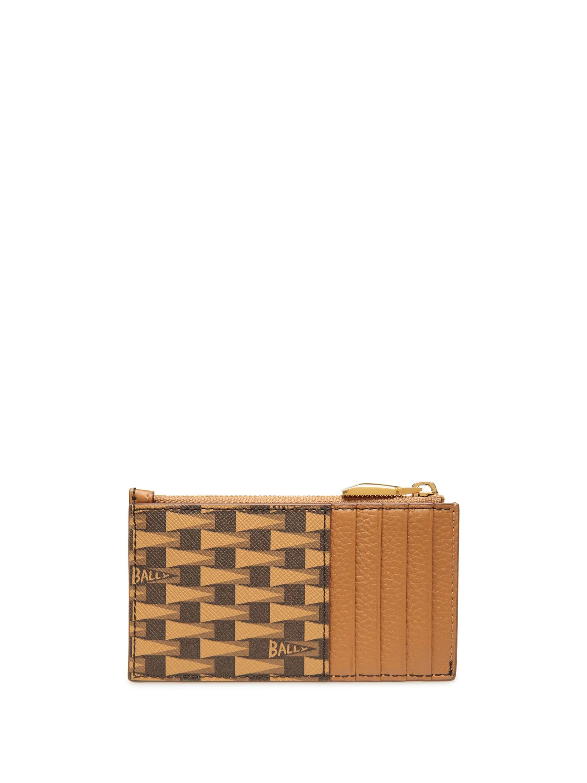 Pennant monogram-pattern card holder