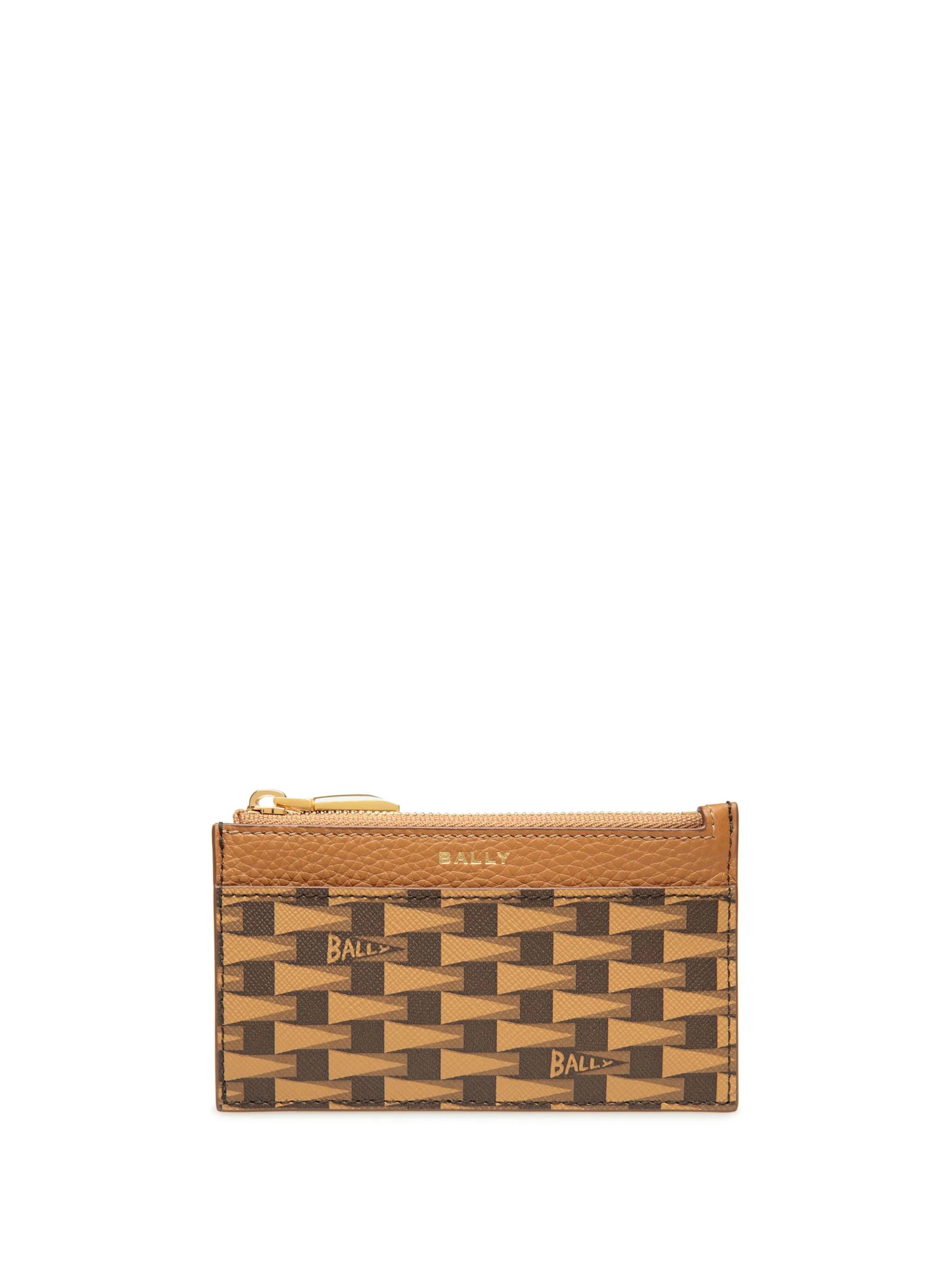 Pennant monogram-pattern card holder