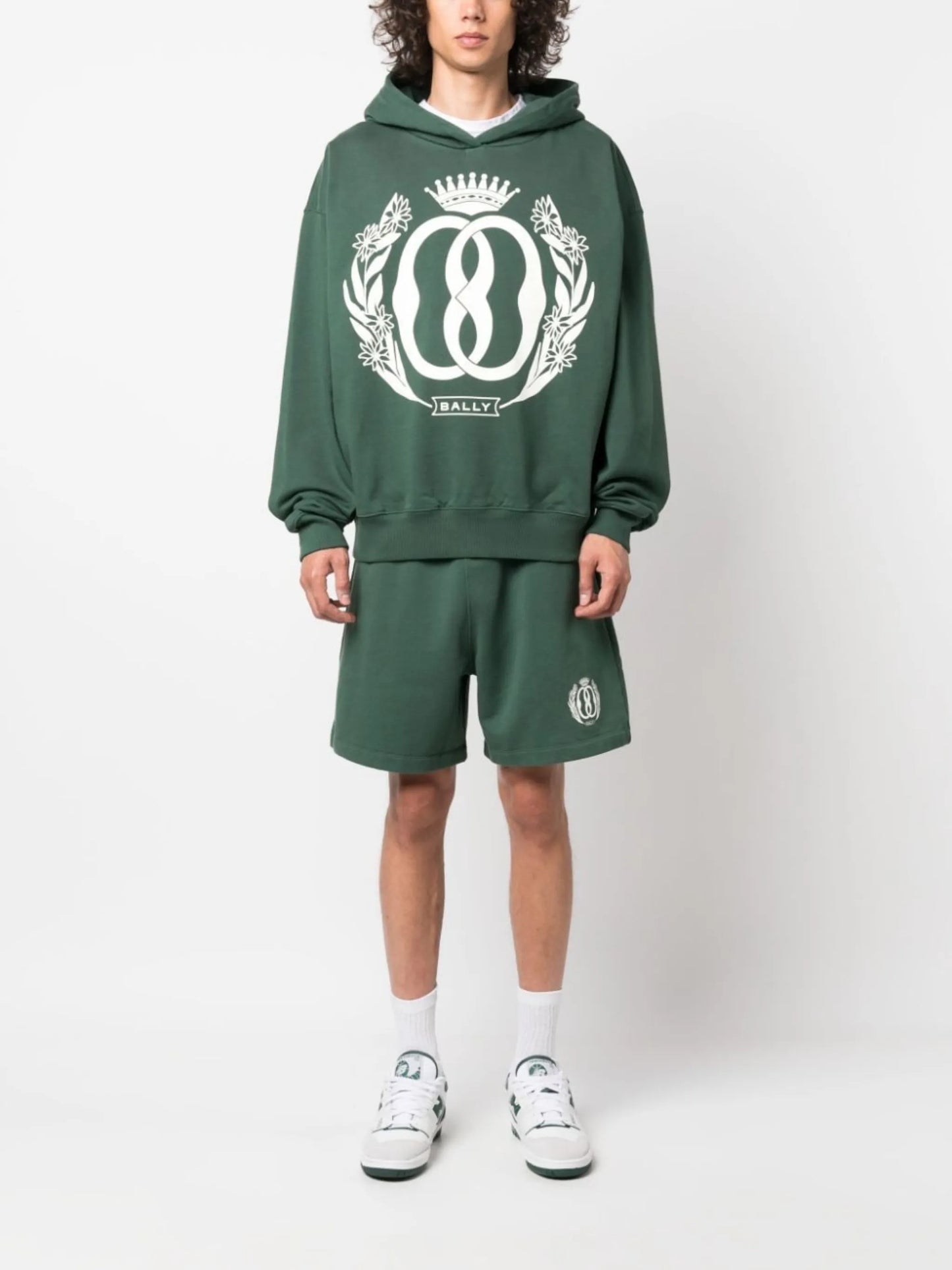 Emblem logo-print cotton hoodie