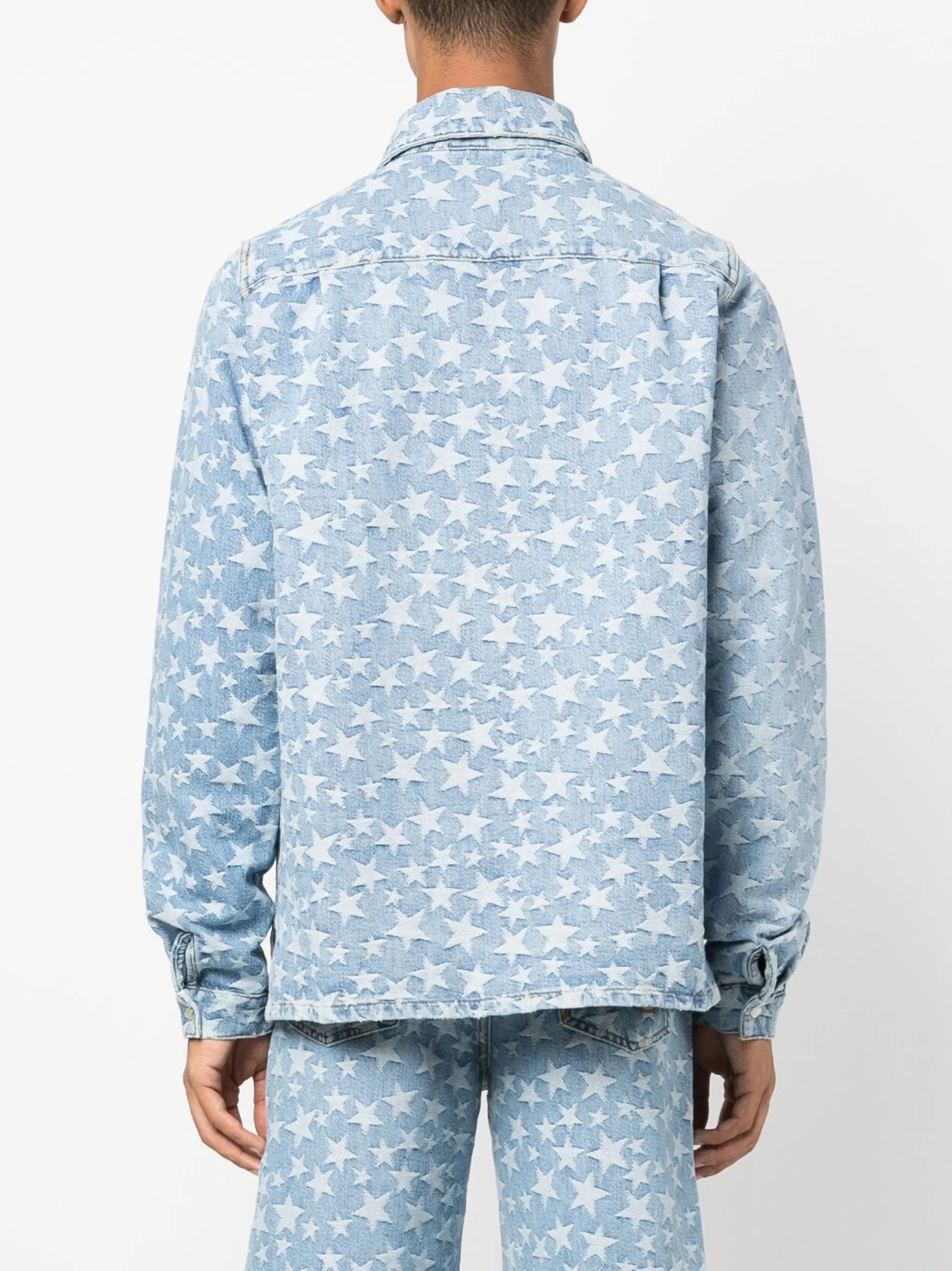 star-pattern cotton denim shirt