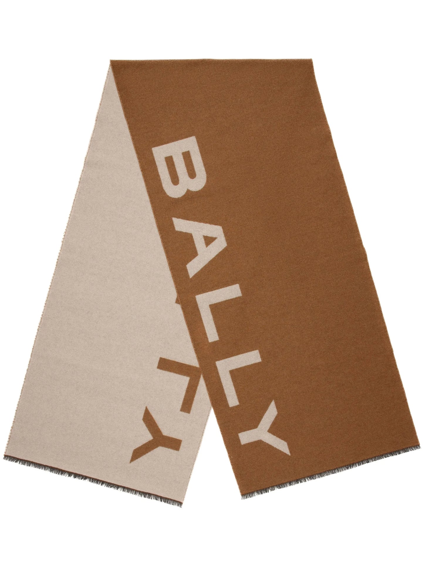 logo-print wool scarf