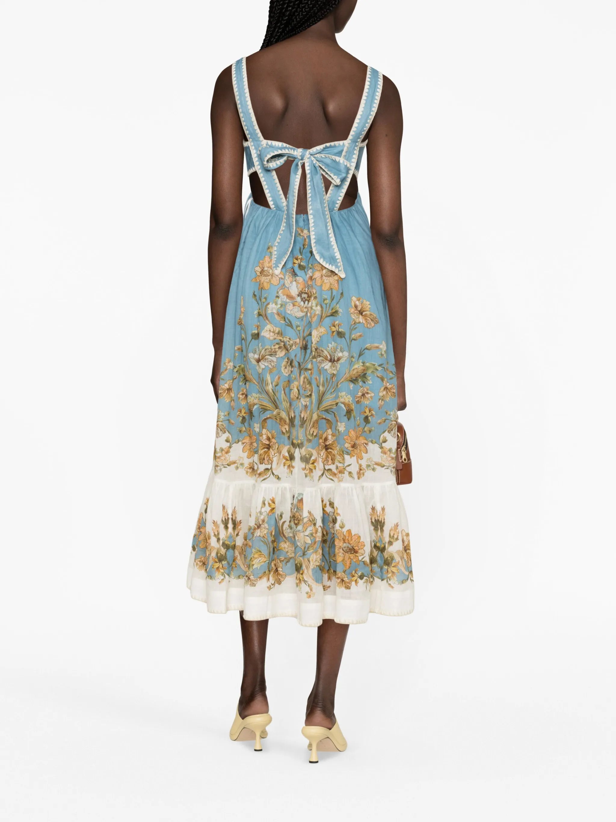 Chintz floral-print ramie-voile dress