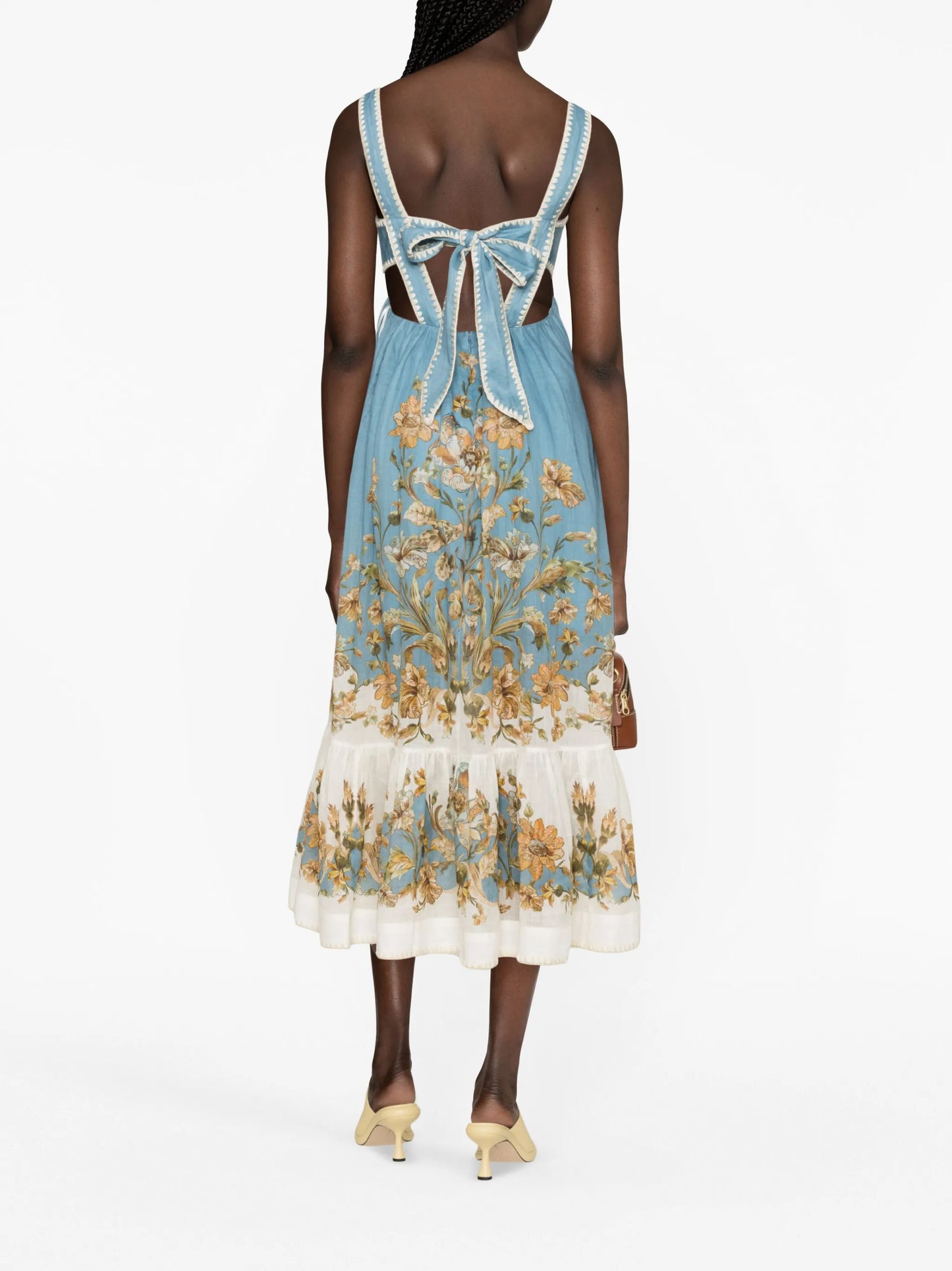Chintz floral-print ramie-voile dress