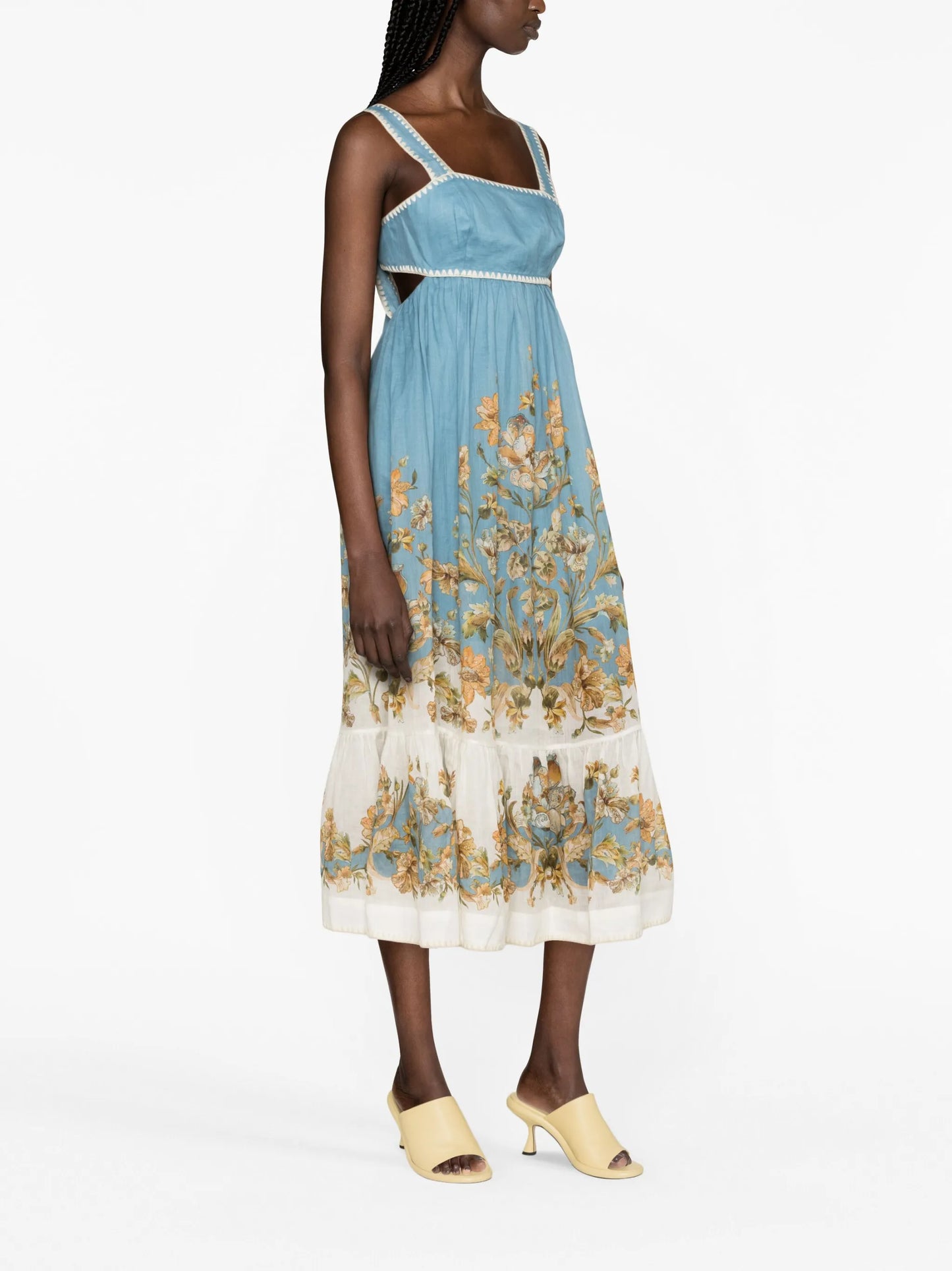 Chintz floral-print ramie-voile dress
