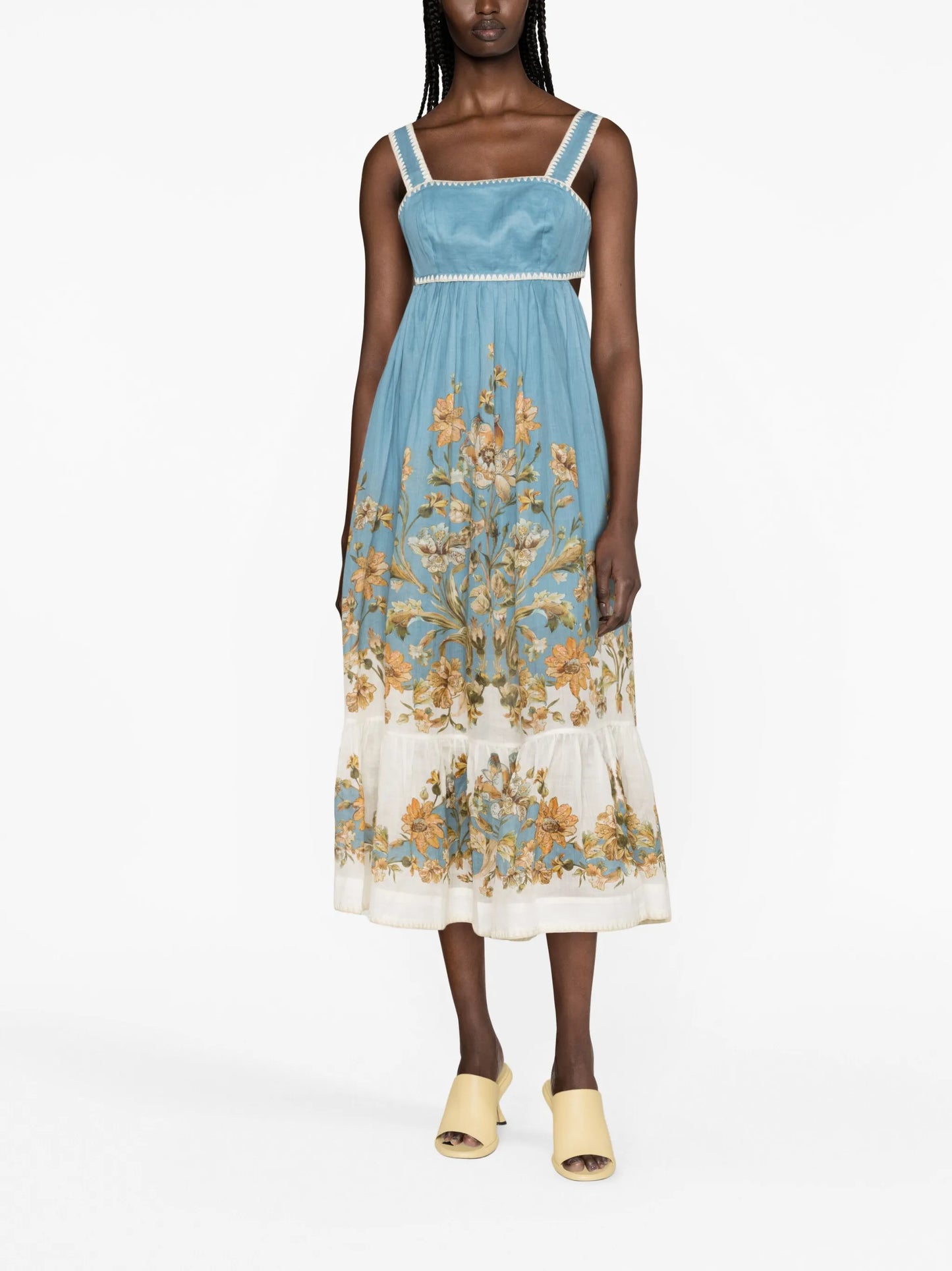 Chintz floral-print ramie-voile dress