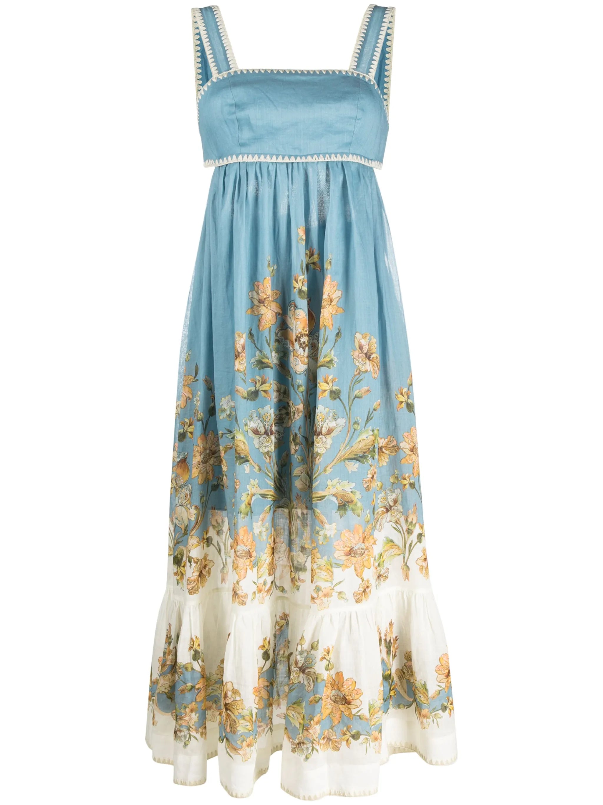Chintz floral-print ramie-voile dress
