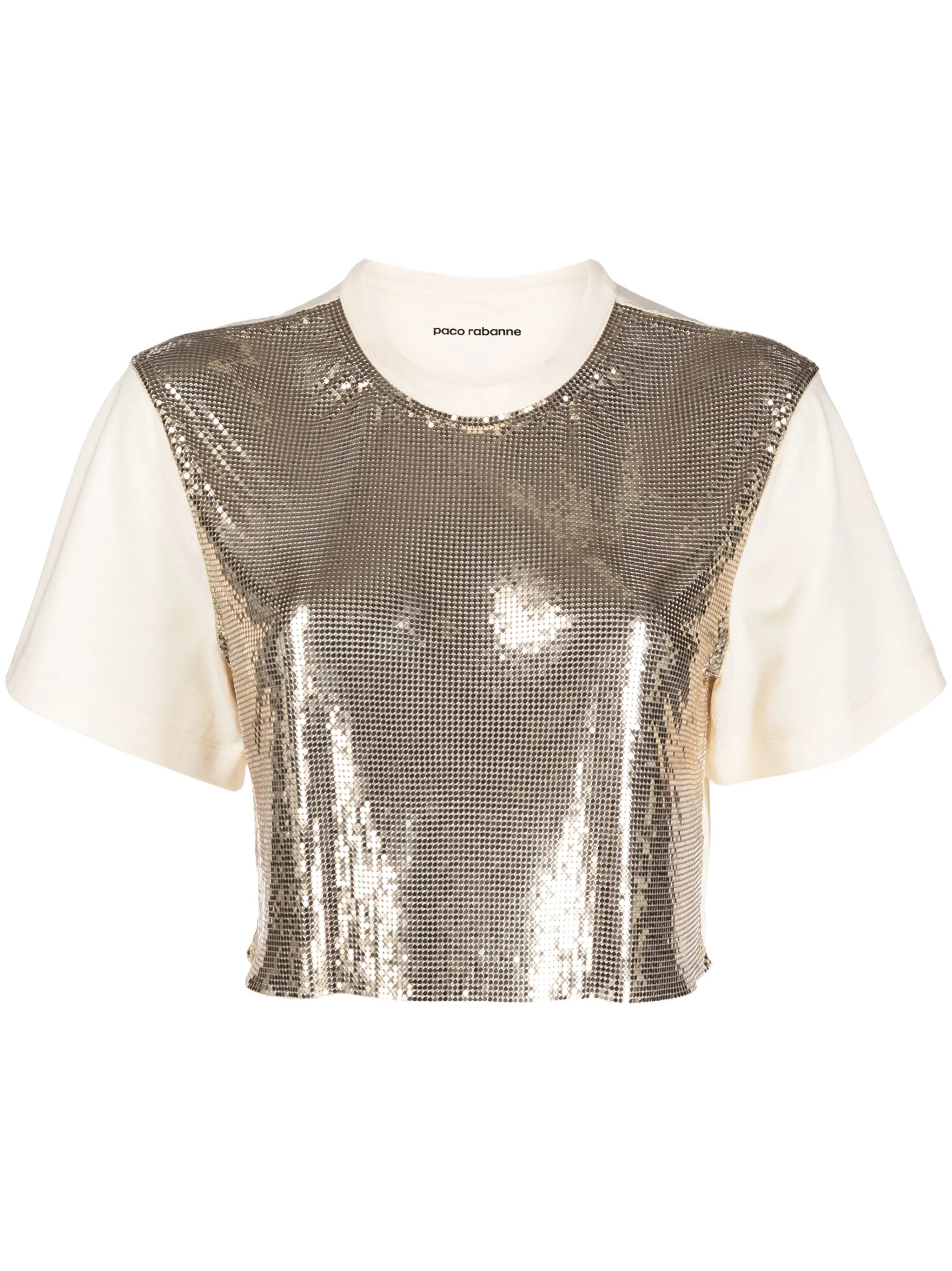 chainmail-panel cropped T-shirt