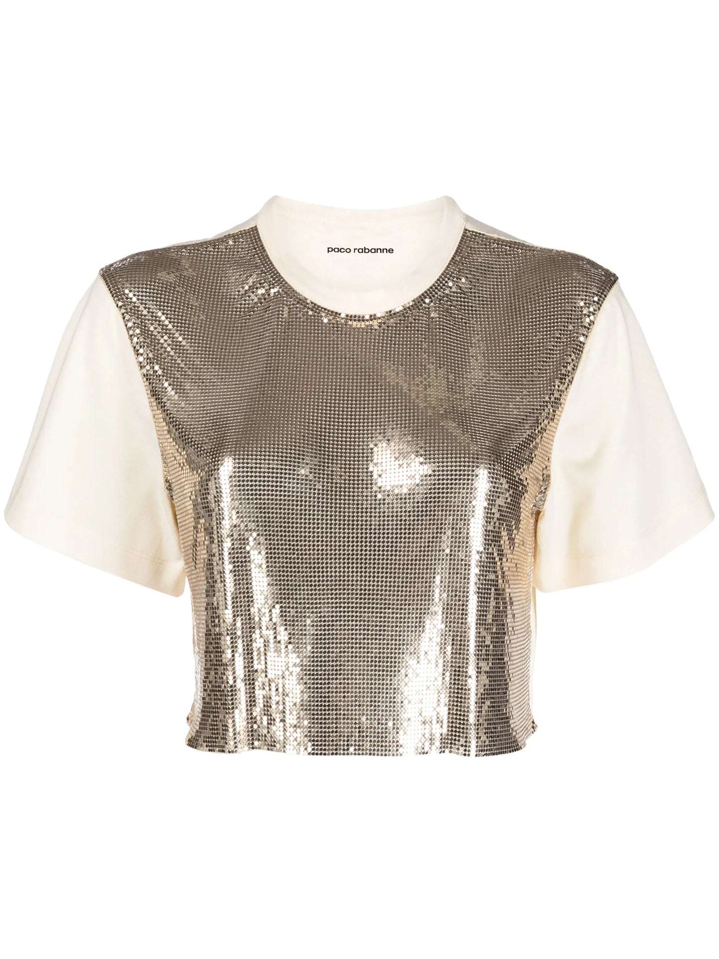 chainmail-panel cropped T-shirt