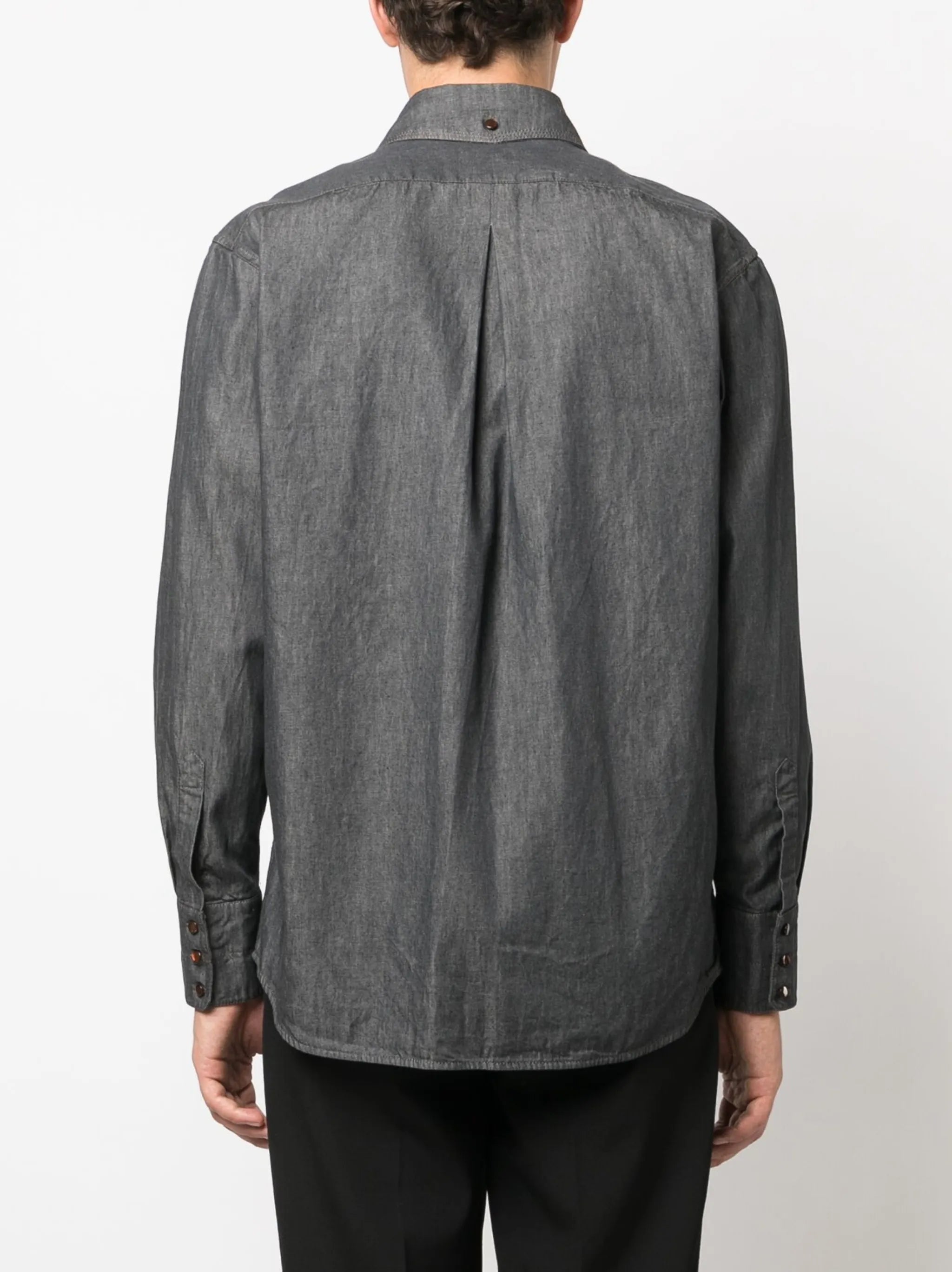 straight-point collar cotton shirt