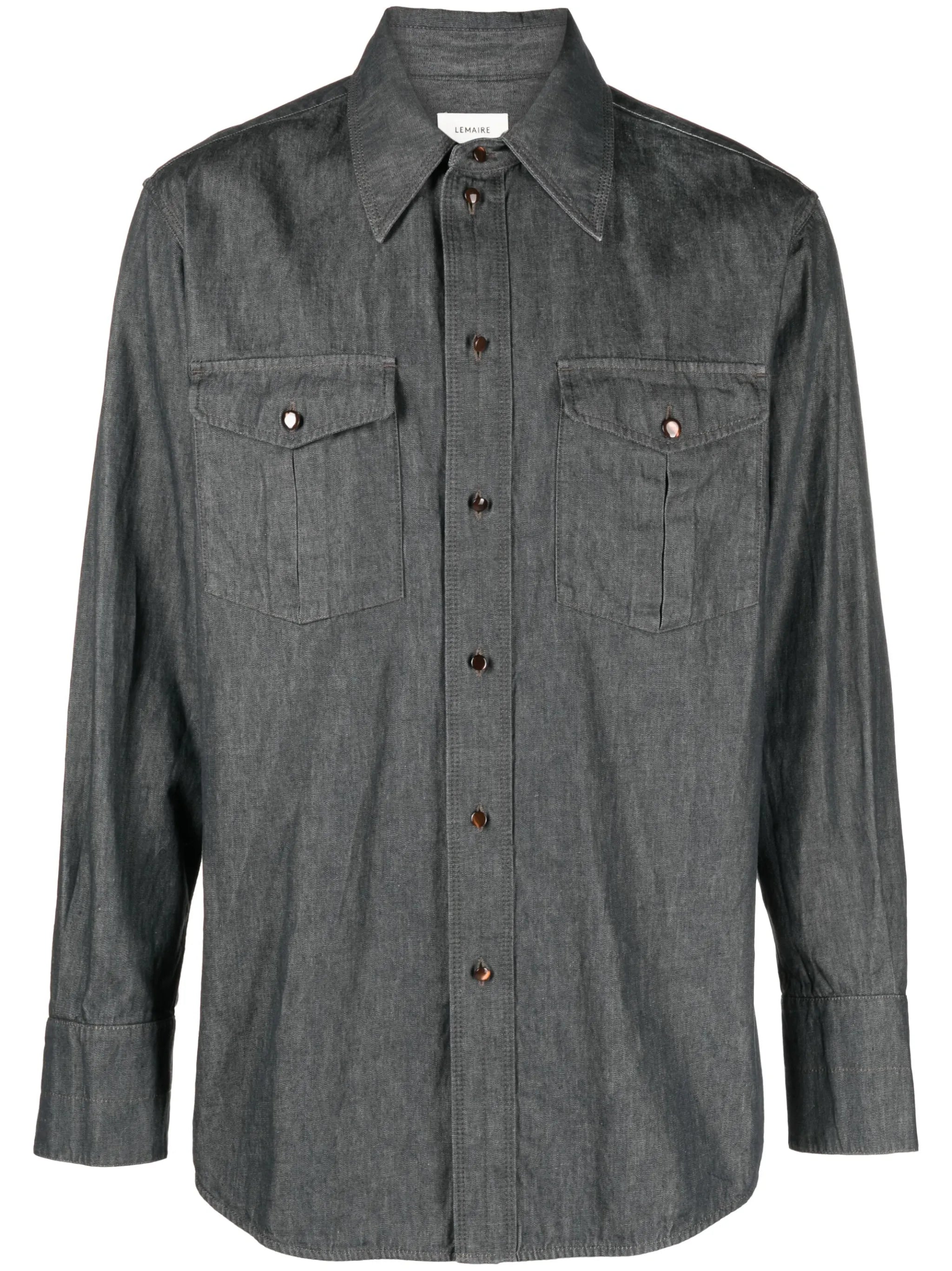 straight-point collar cotton shirt