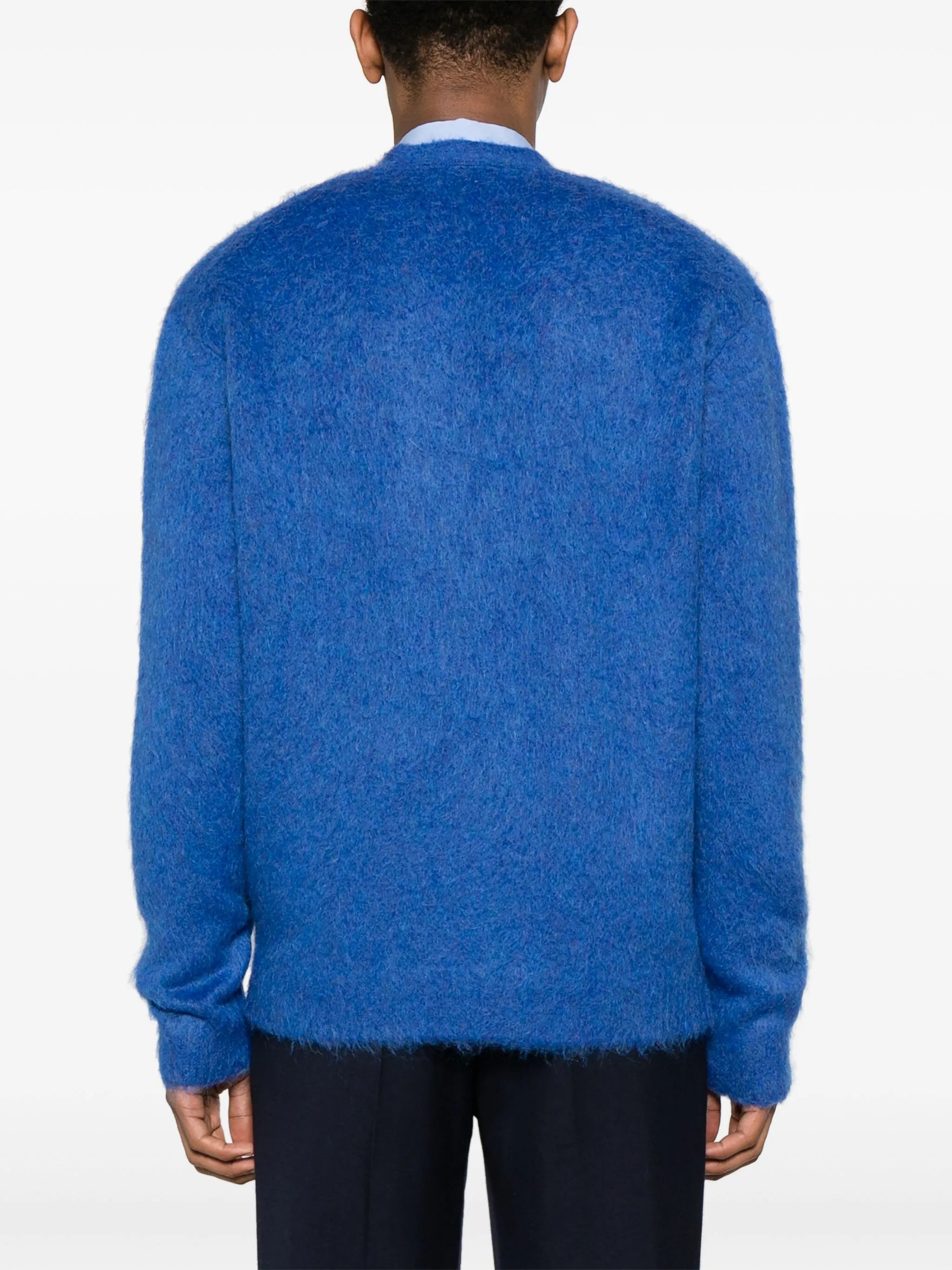 V-neck brushed-knit cardigan