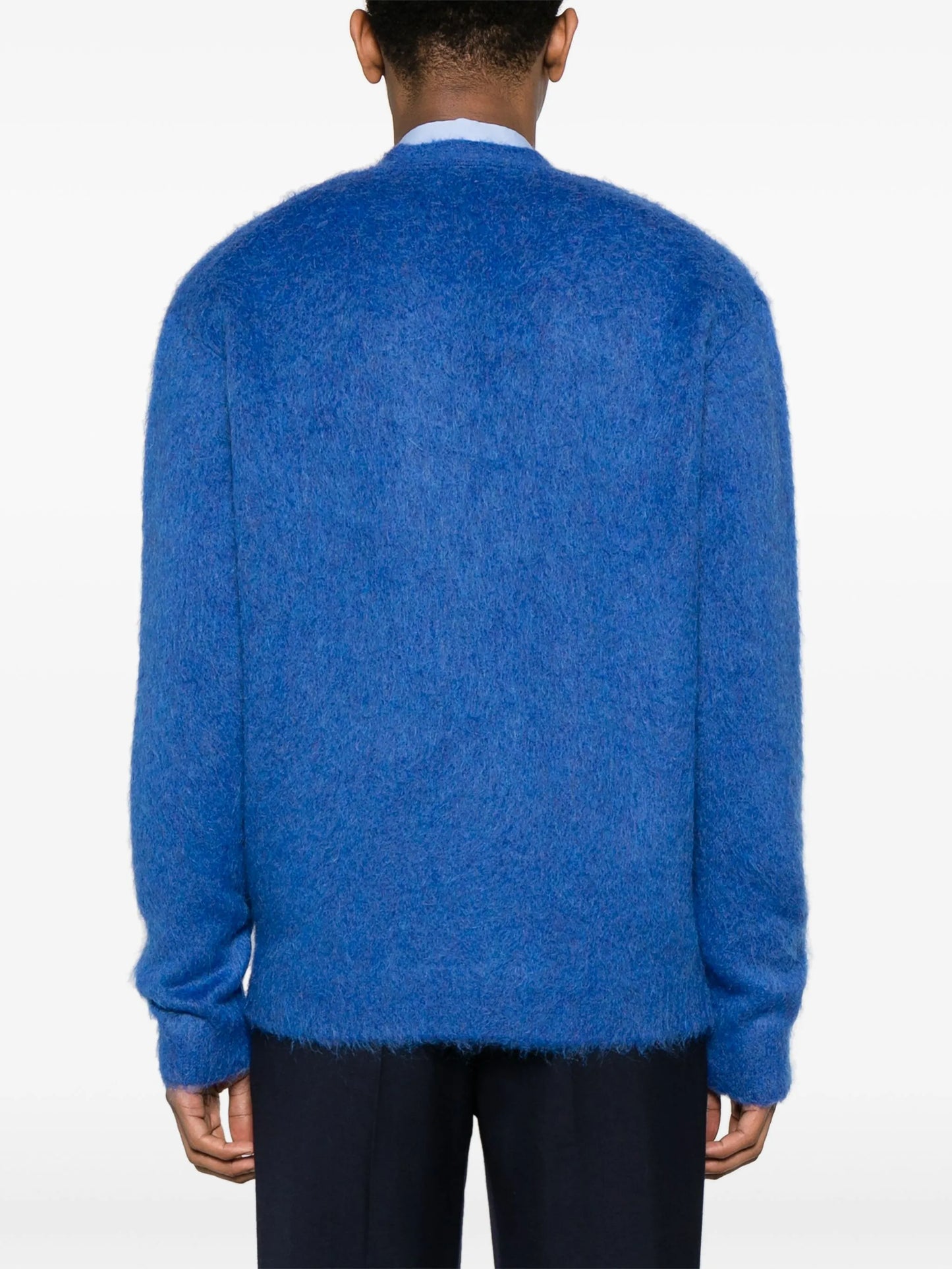 V-neck brushed-knit cardigan