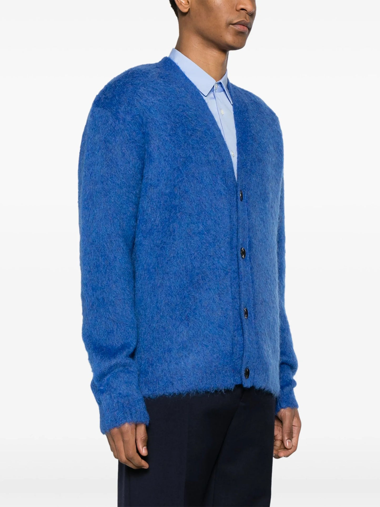 V-neck brushed-knit cardigan