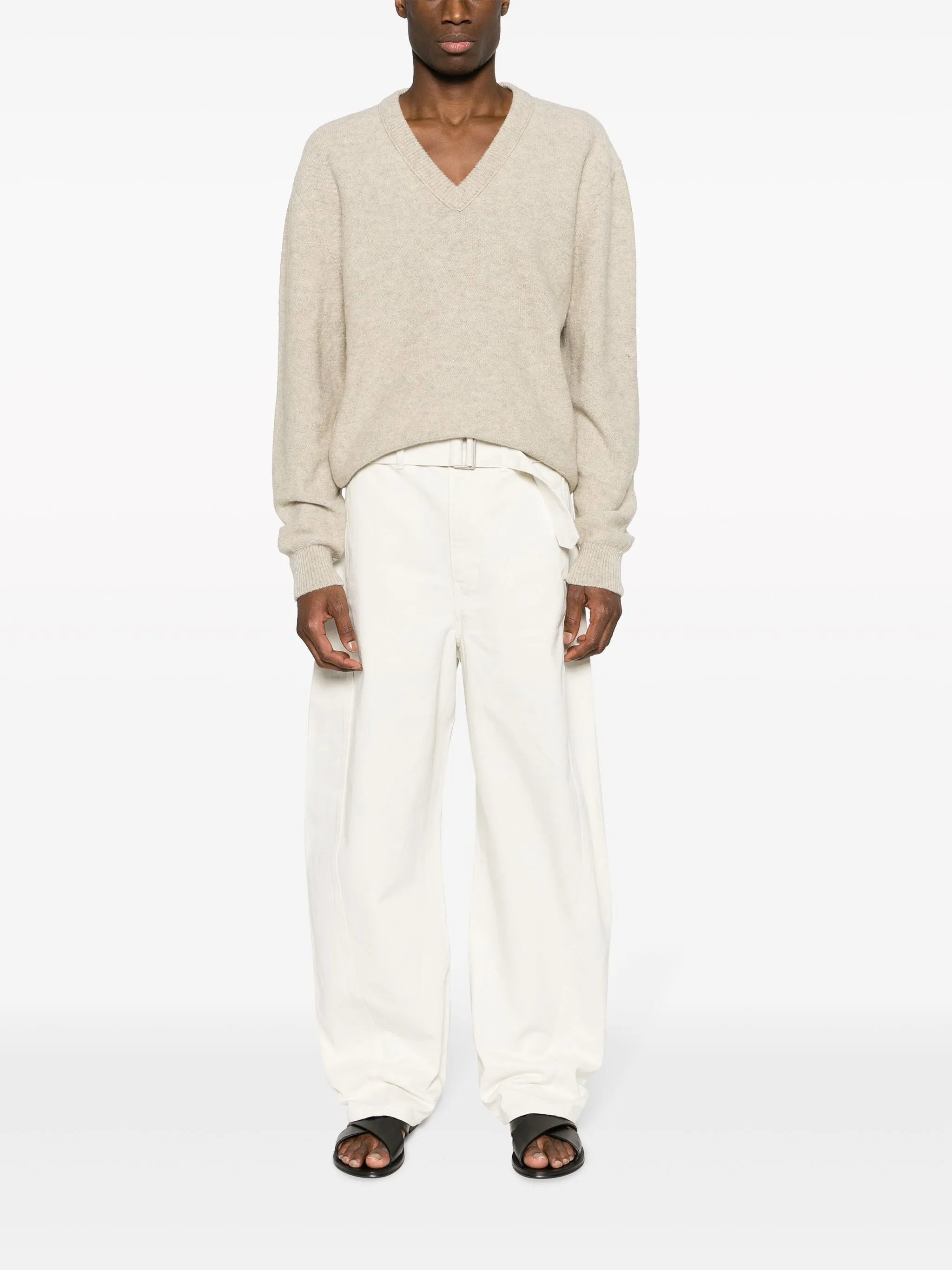 belted wide-leg trousers