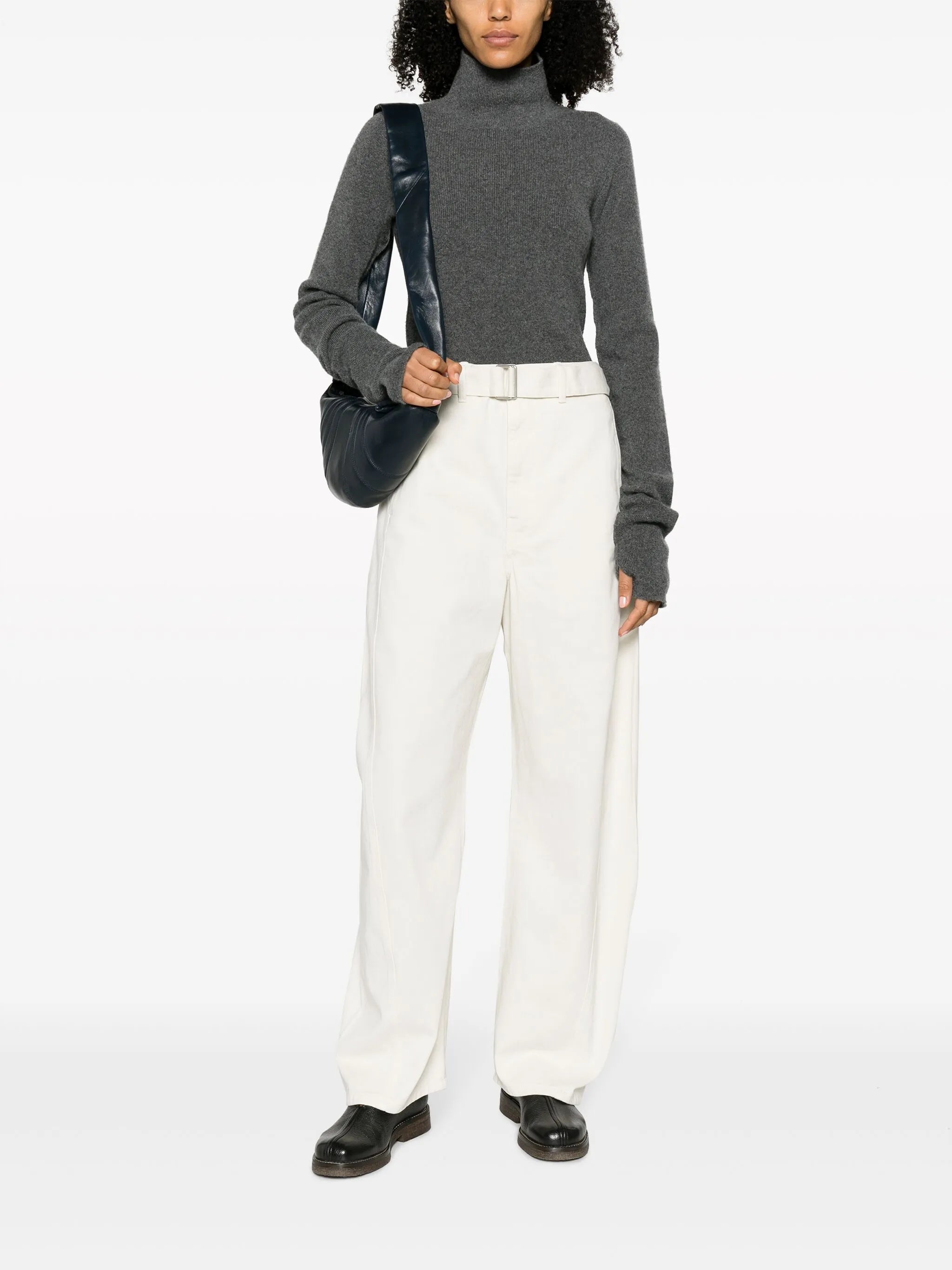 belted wide-leg trousers