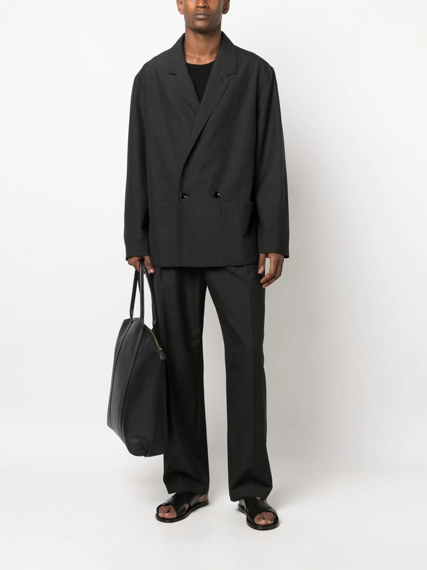 double-breasted cotton-blend blazer