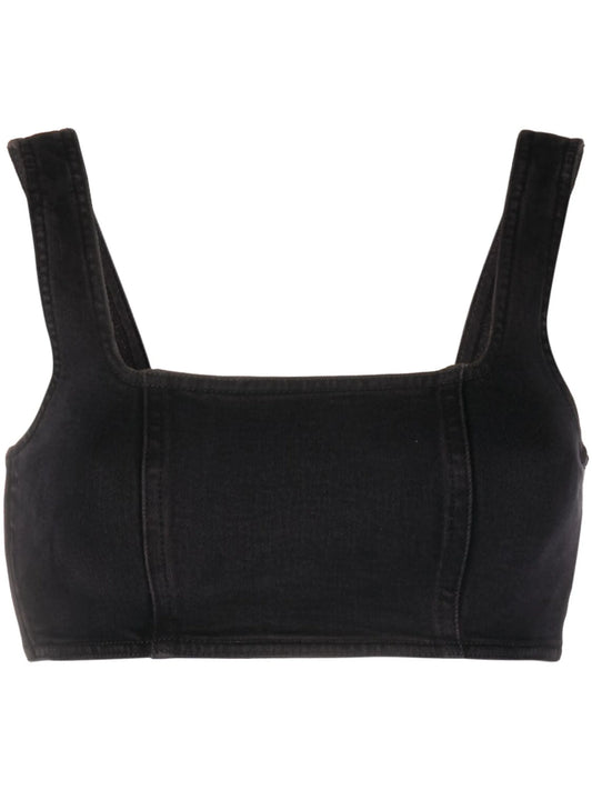 cotton-blend denim bralette