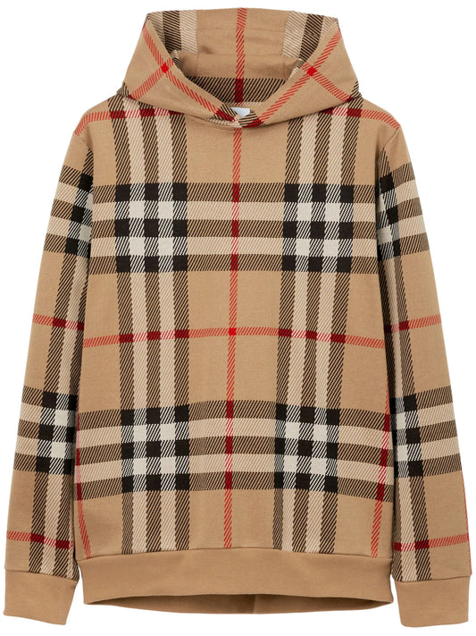 check-print jacquard hoodie