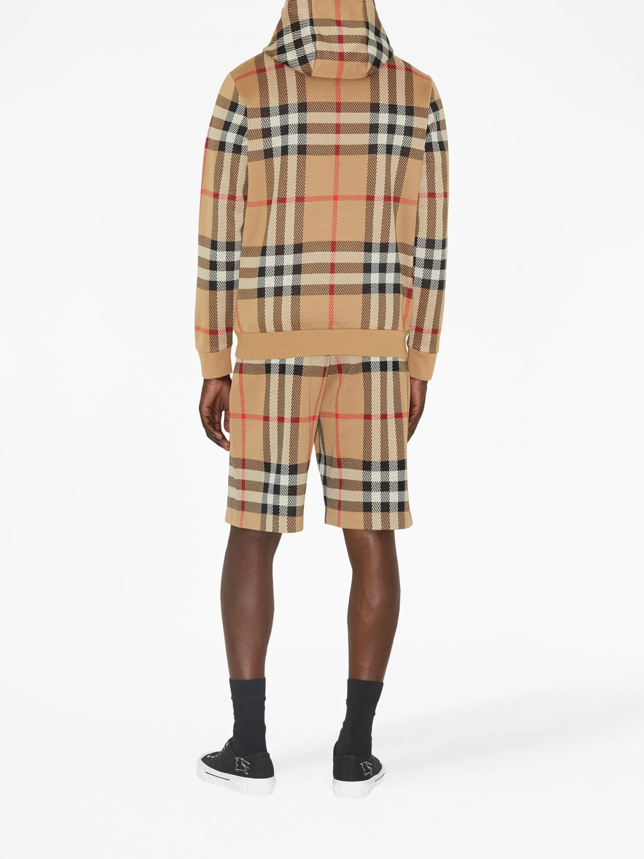 check-print jacquard hoodie