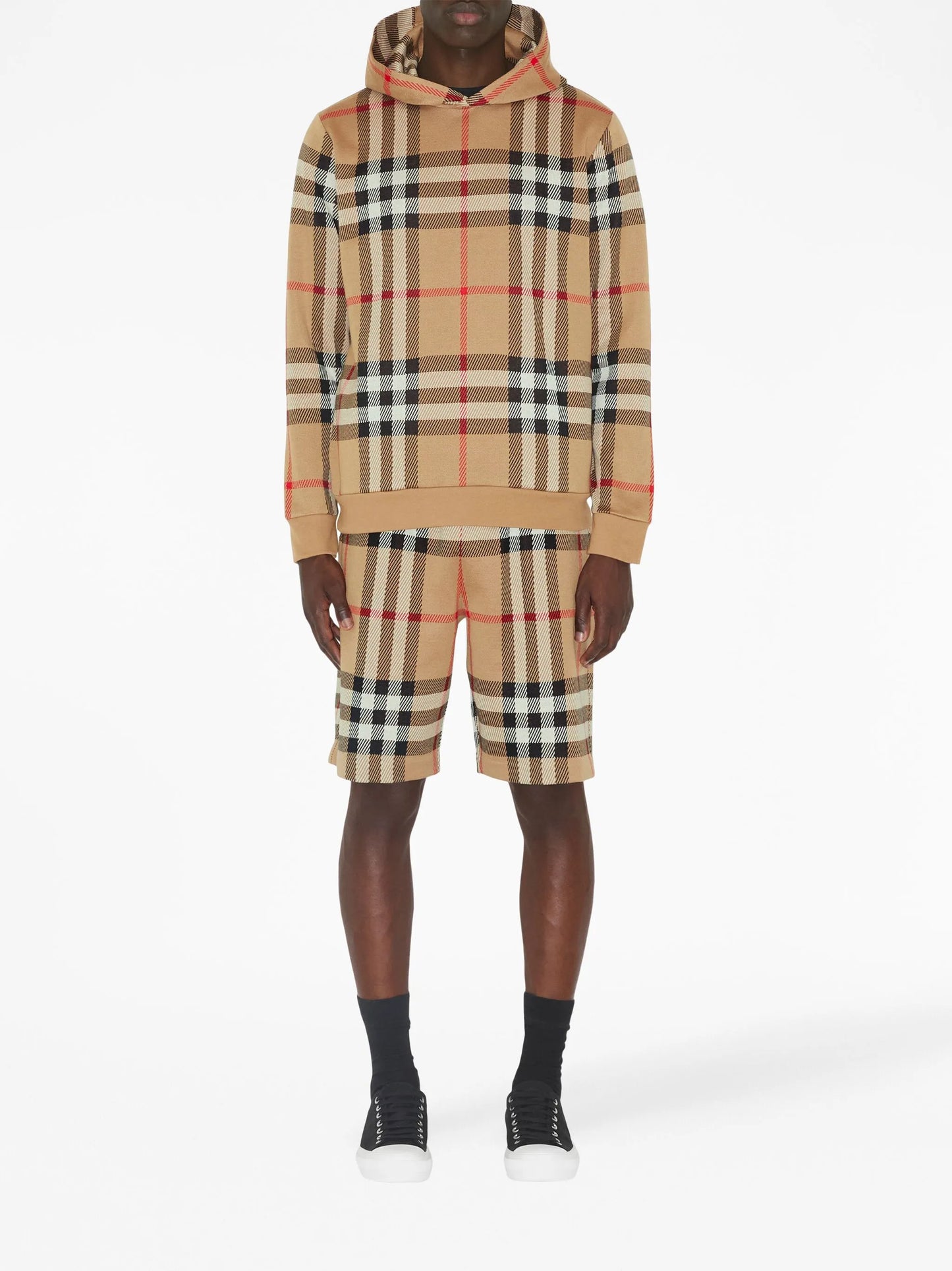 check-print jacquard hoodie