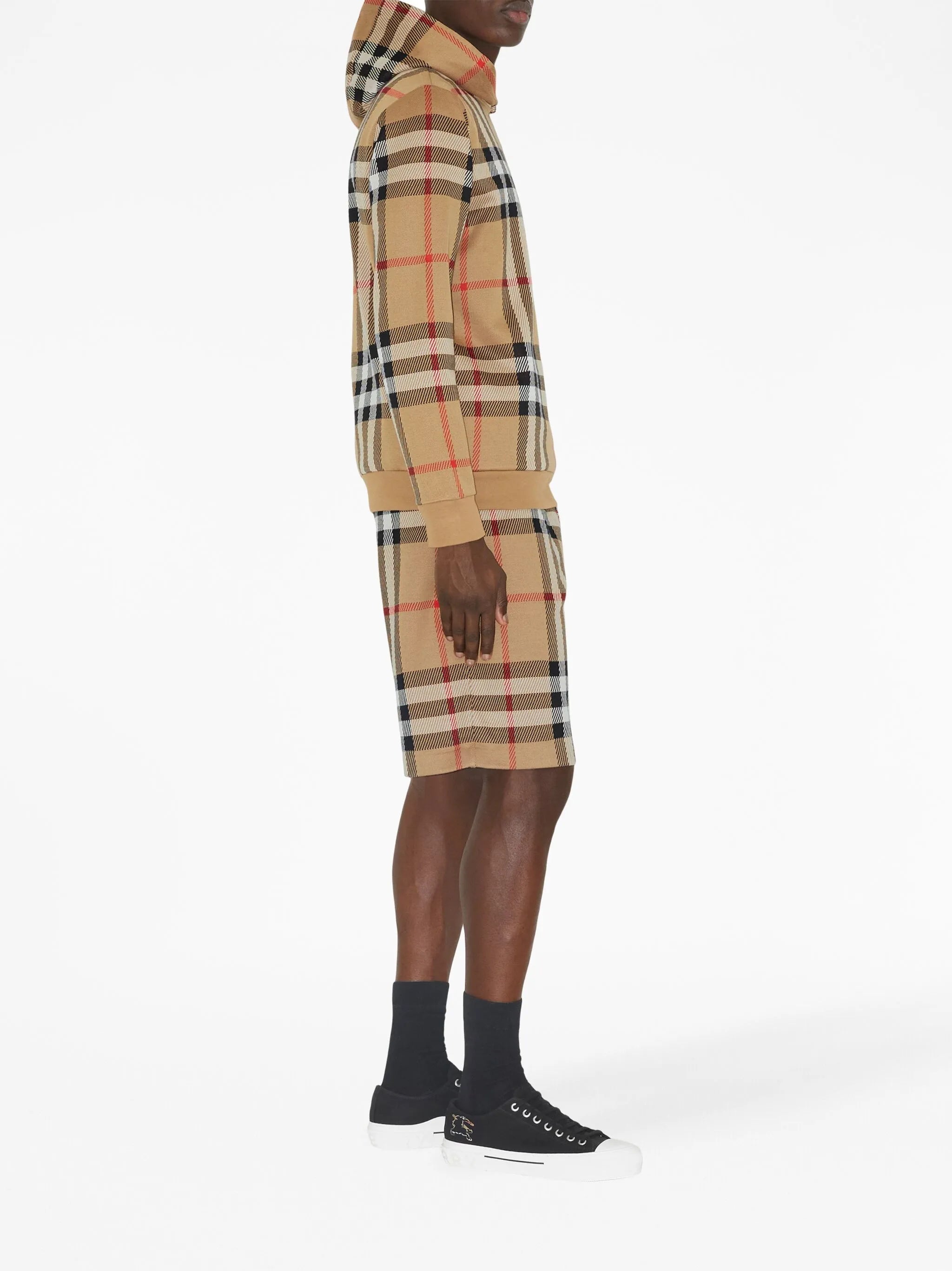 check-print jacquard hoodie