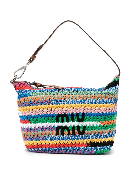 colour-block crochet mini bag